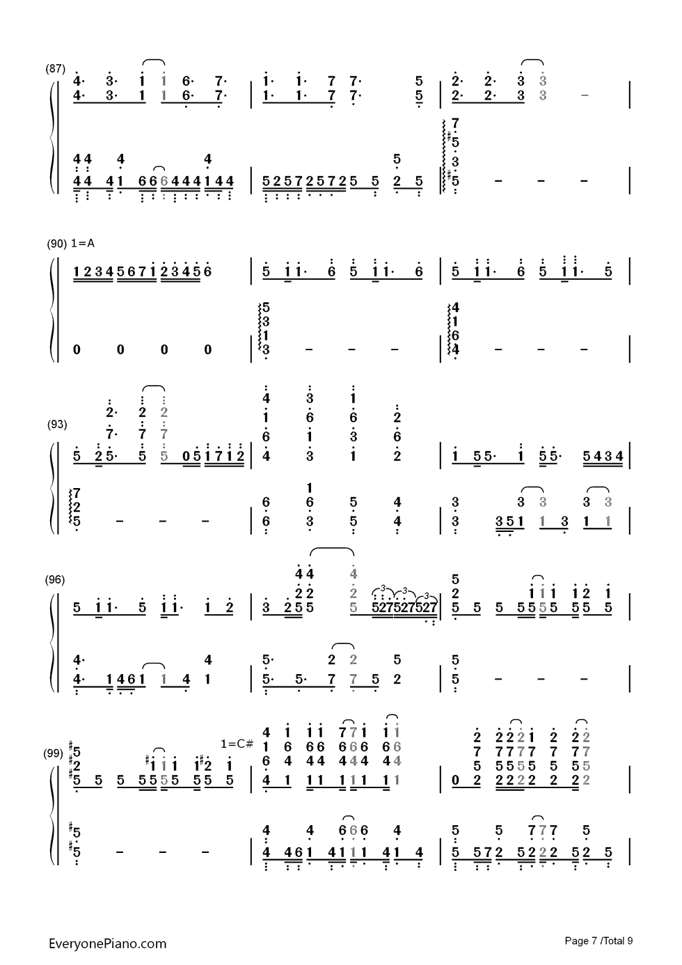 虹を編めたら钢琴简谱_数字双手_fhána