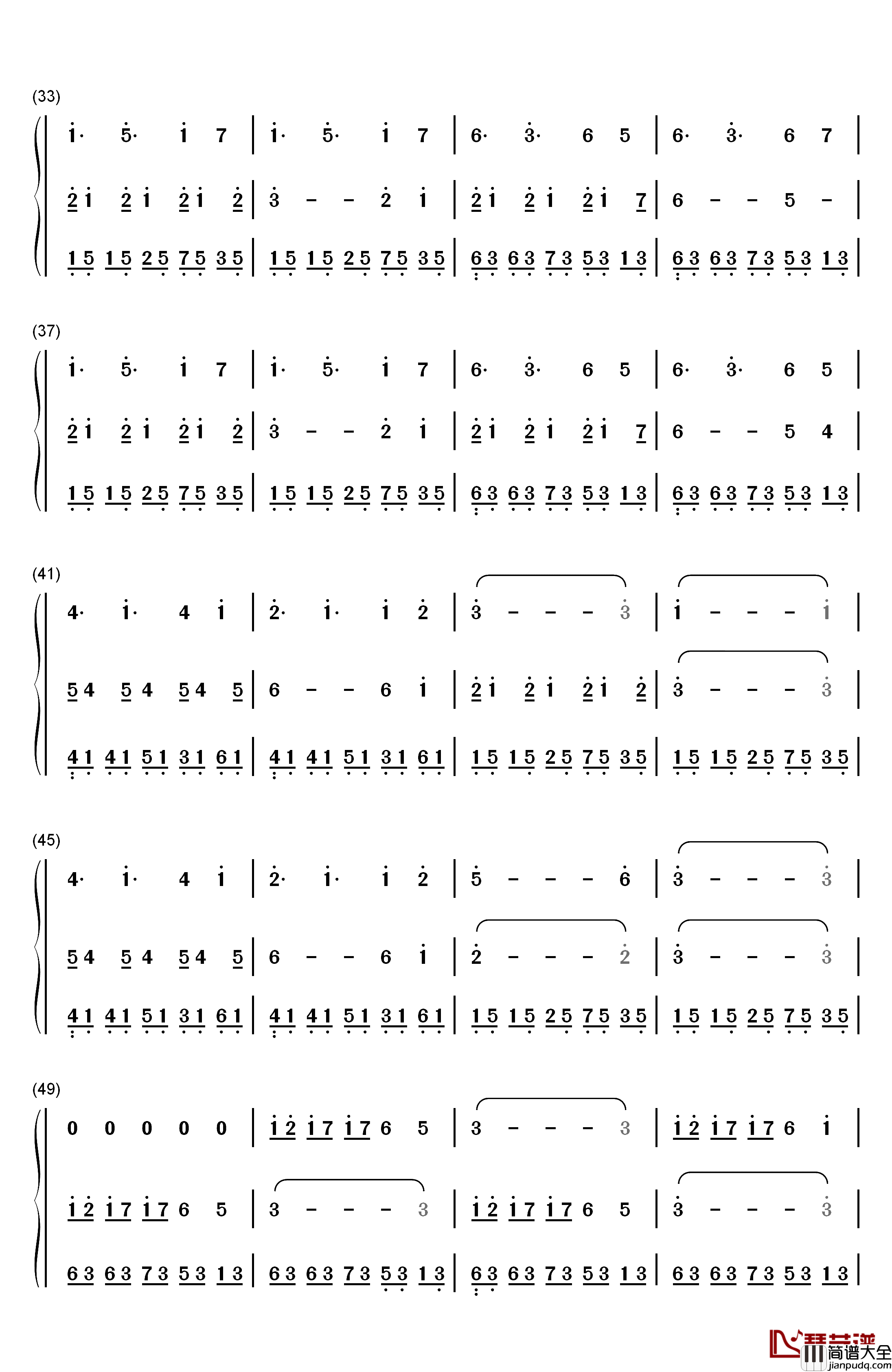Wind钢琴简谱_数字双手_Brian_Crain