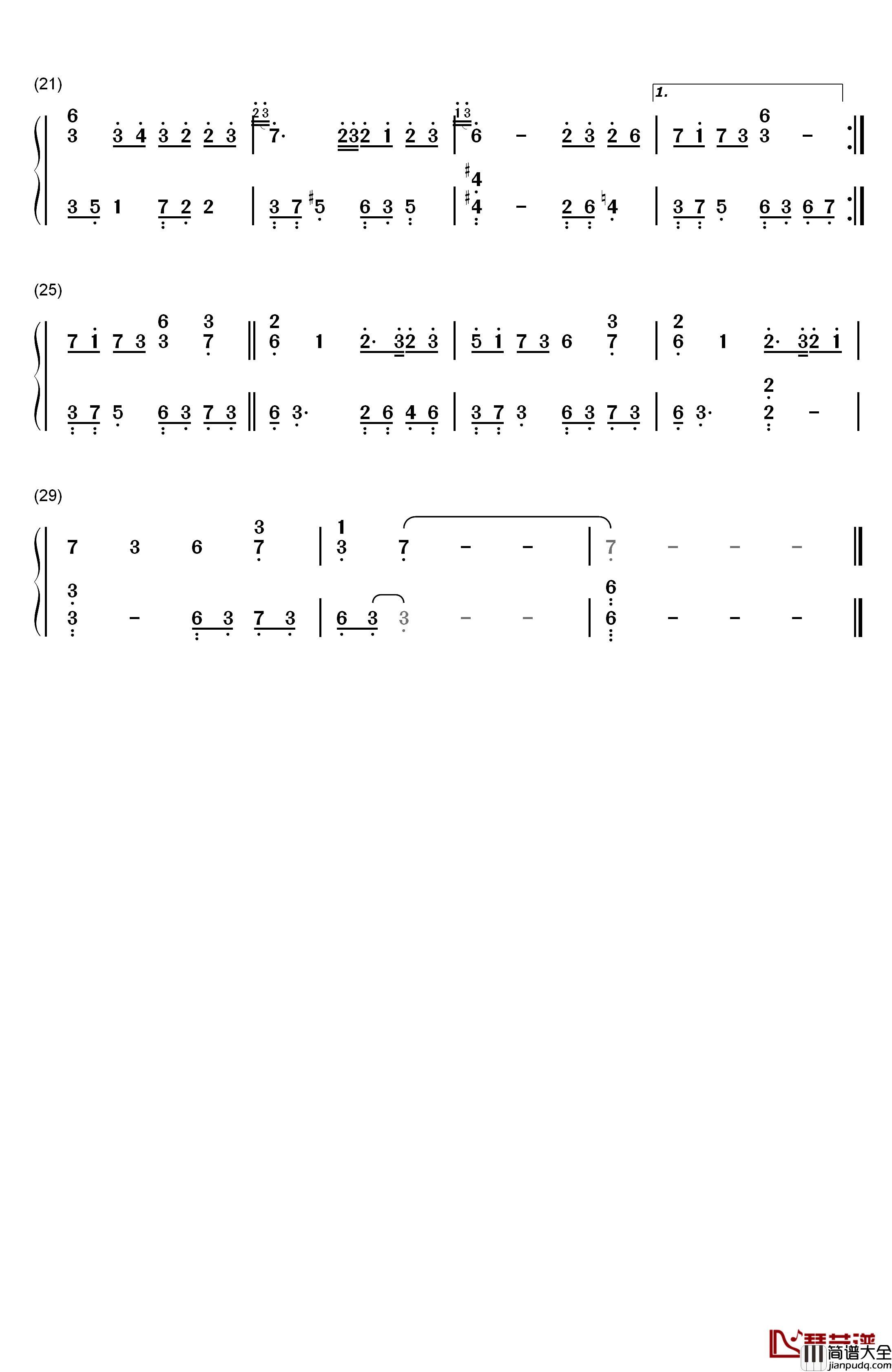 这一程_情深缘浅钢琴简谱_数字双手_石进