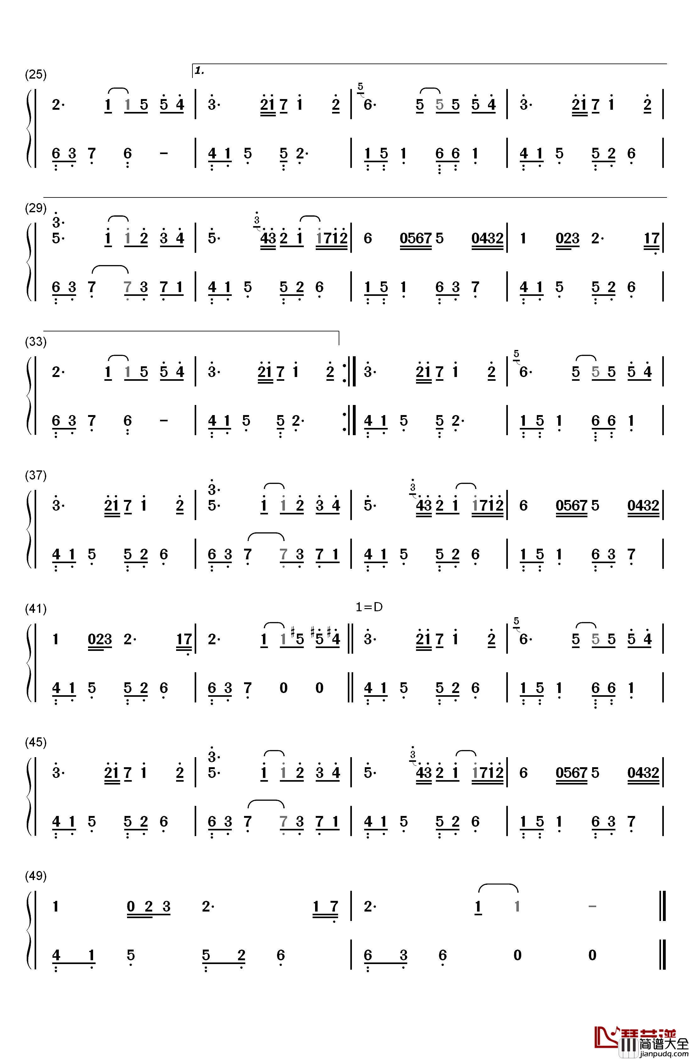 Happiness钢琴简谱_数字双手_July