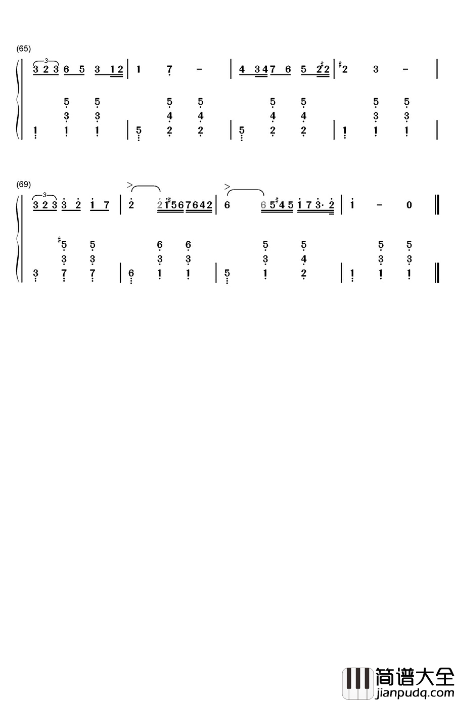 思乡钢琴简谱_数字双手_杰曼