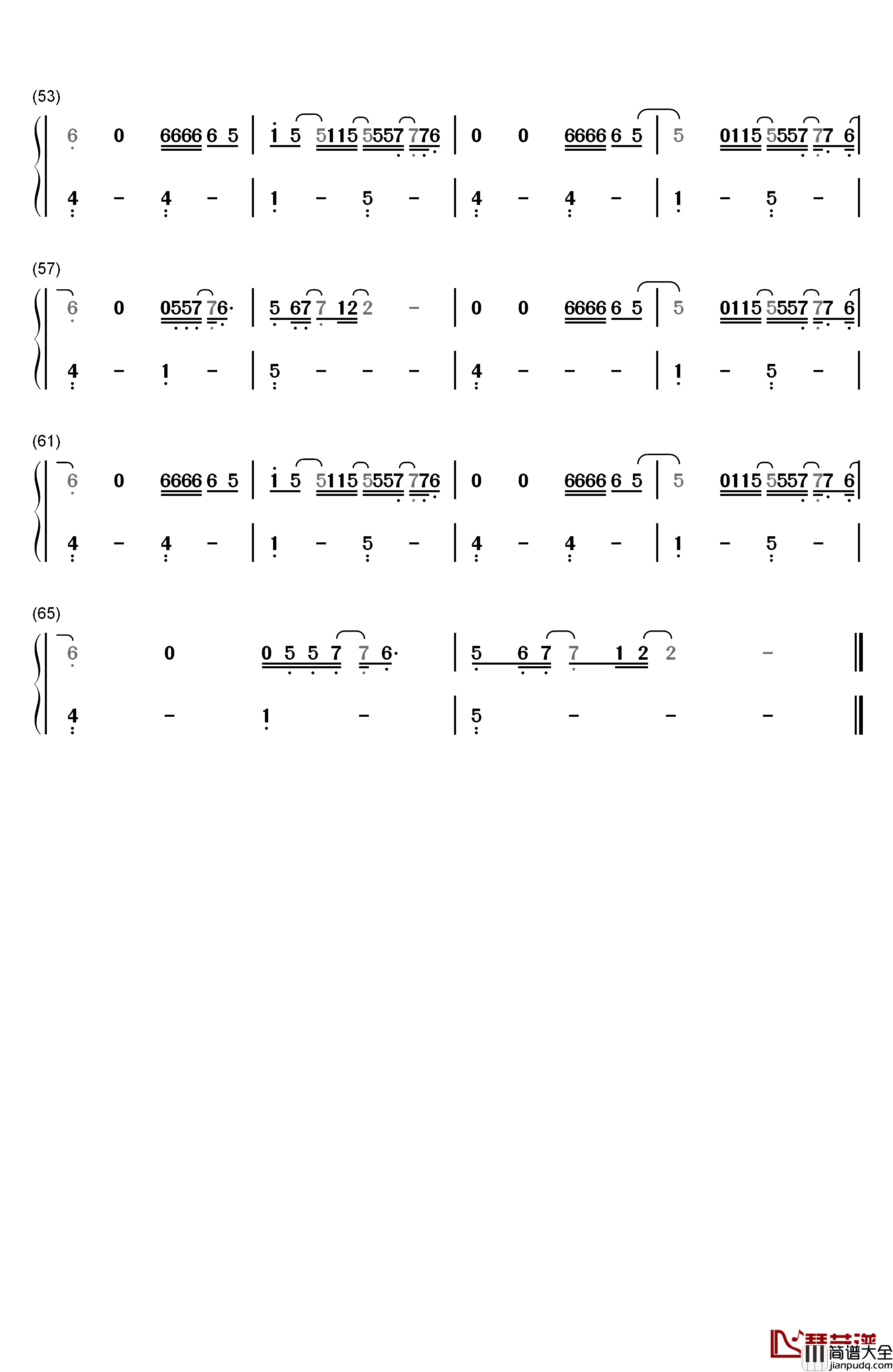 Rainbow钢琴简谱_数字双手_Sia