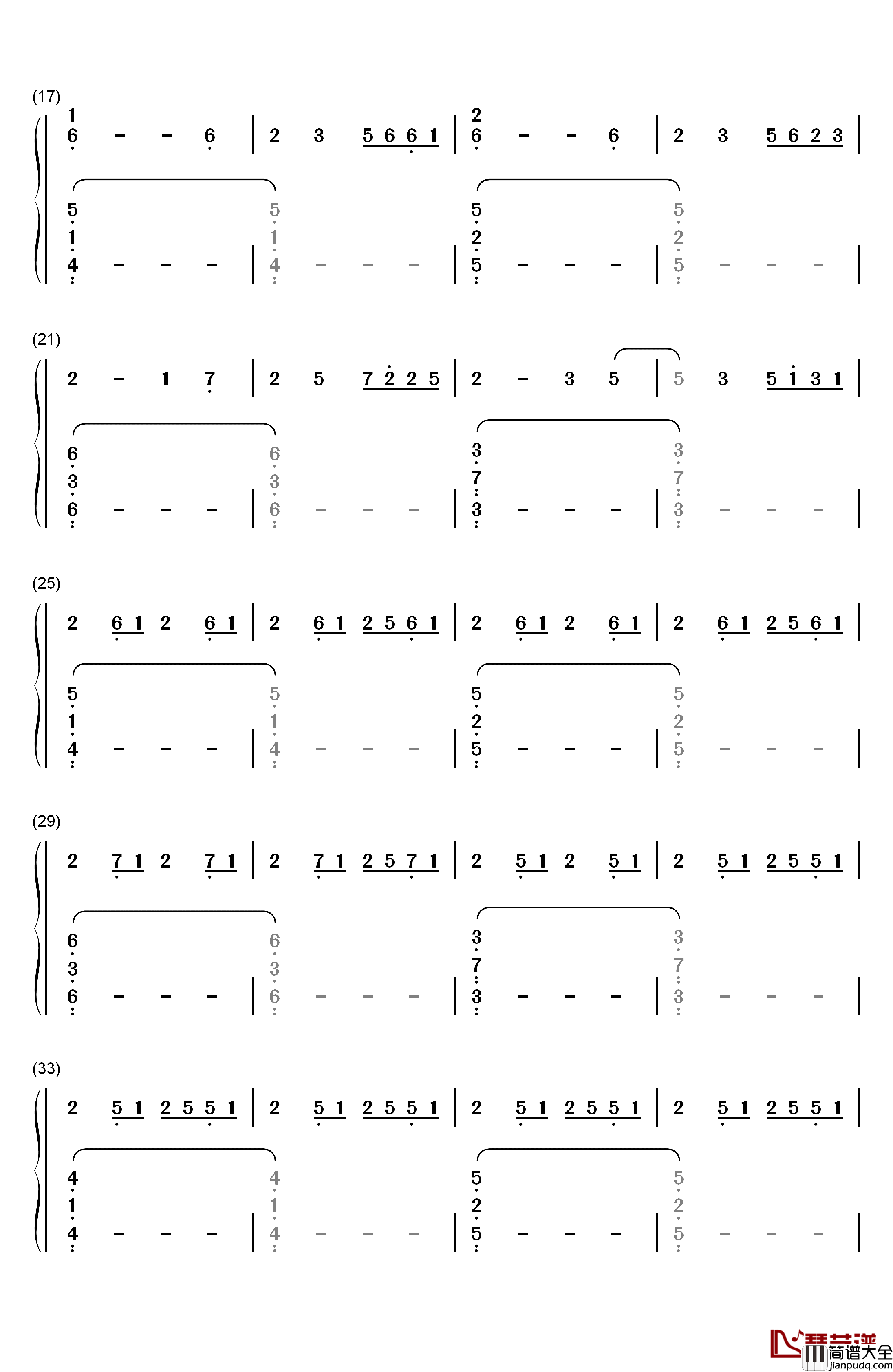 THE_END钢琴简谱_数字双手_松枝贺子