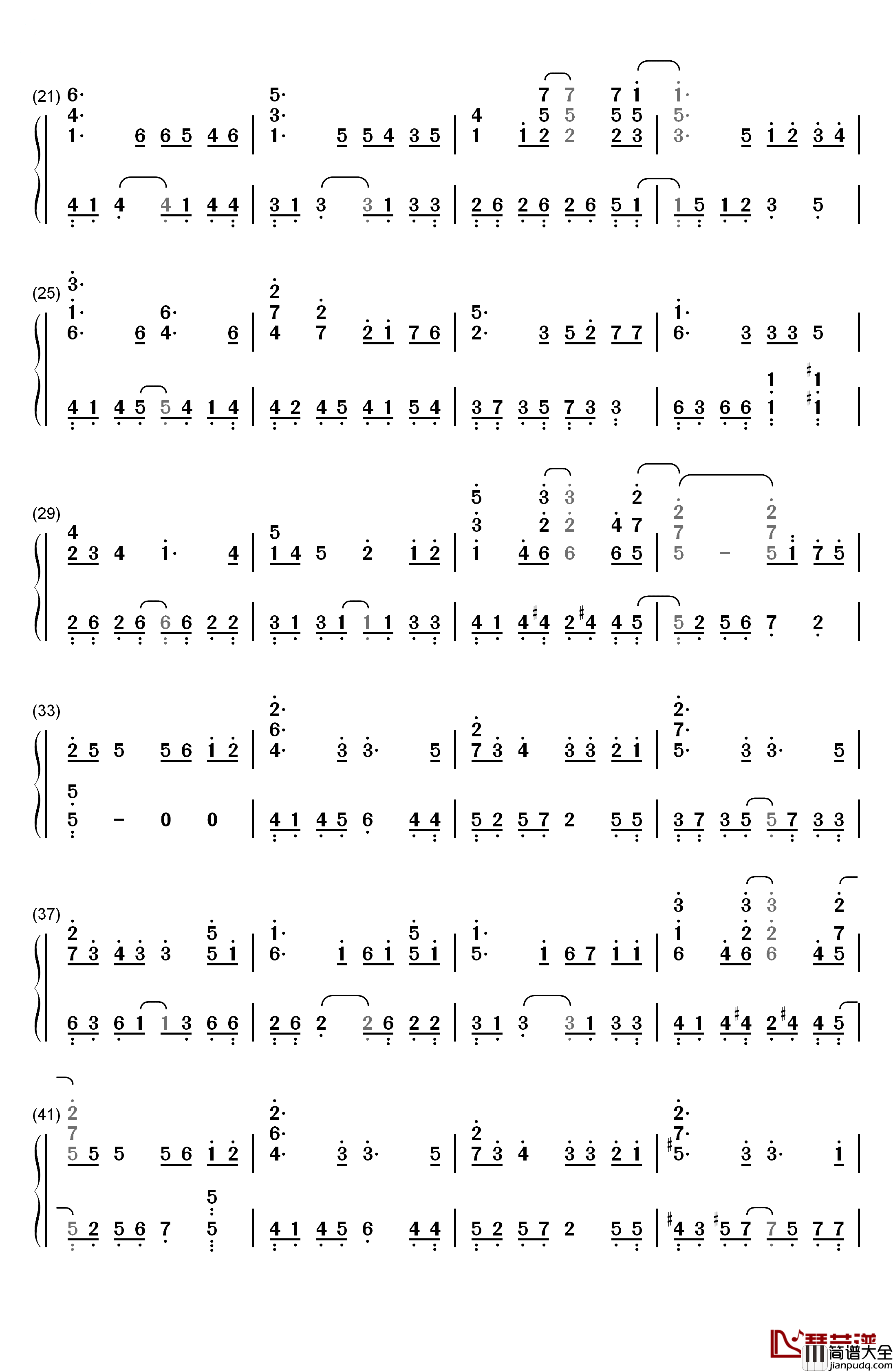 Still钢琴简谱_数字双手_岚