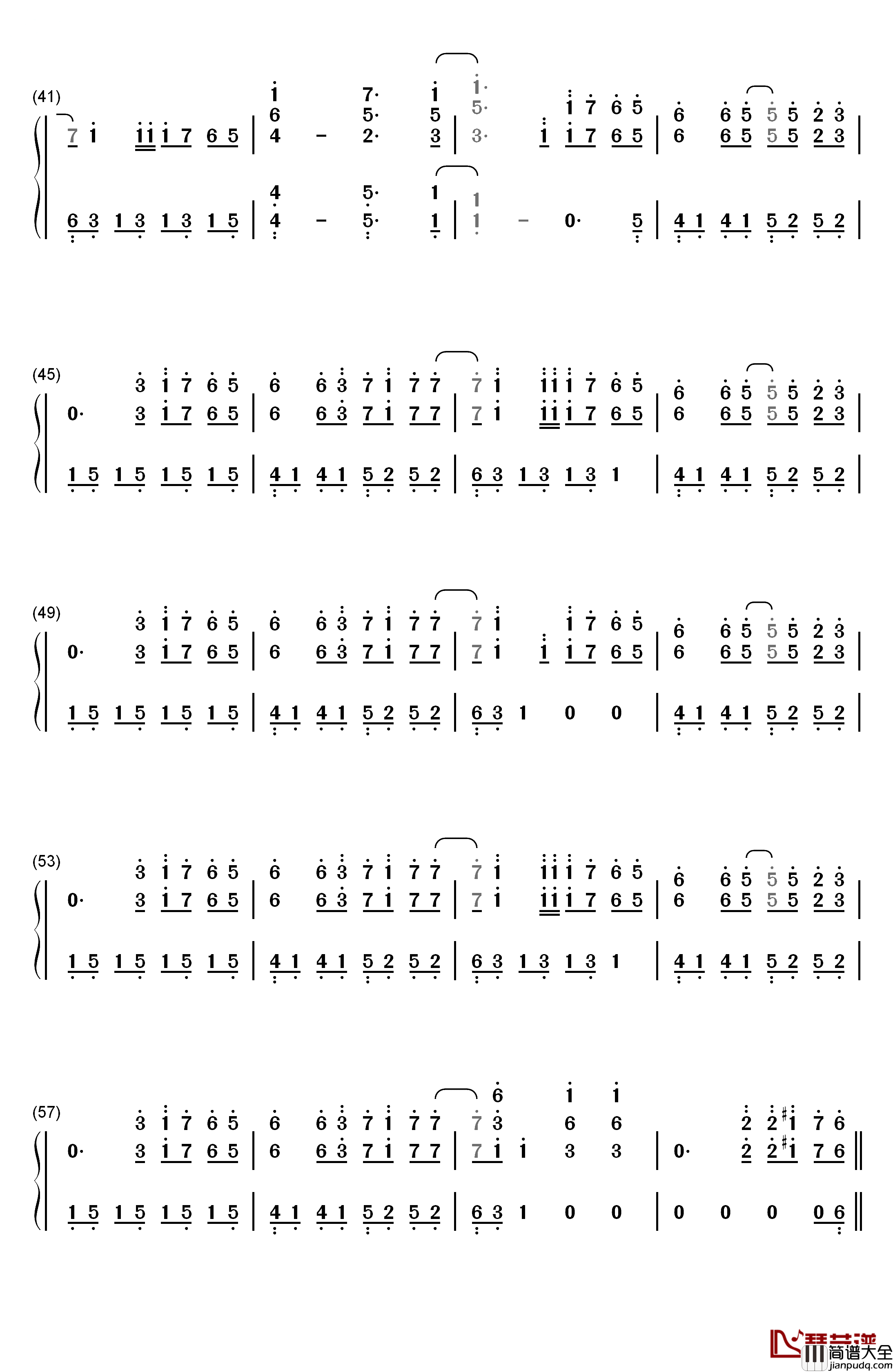 Sakura_Tears钢琴简谱_数字双手_Snigellin