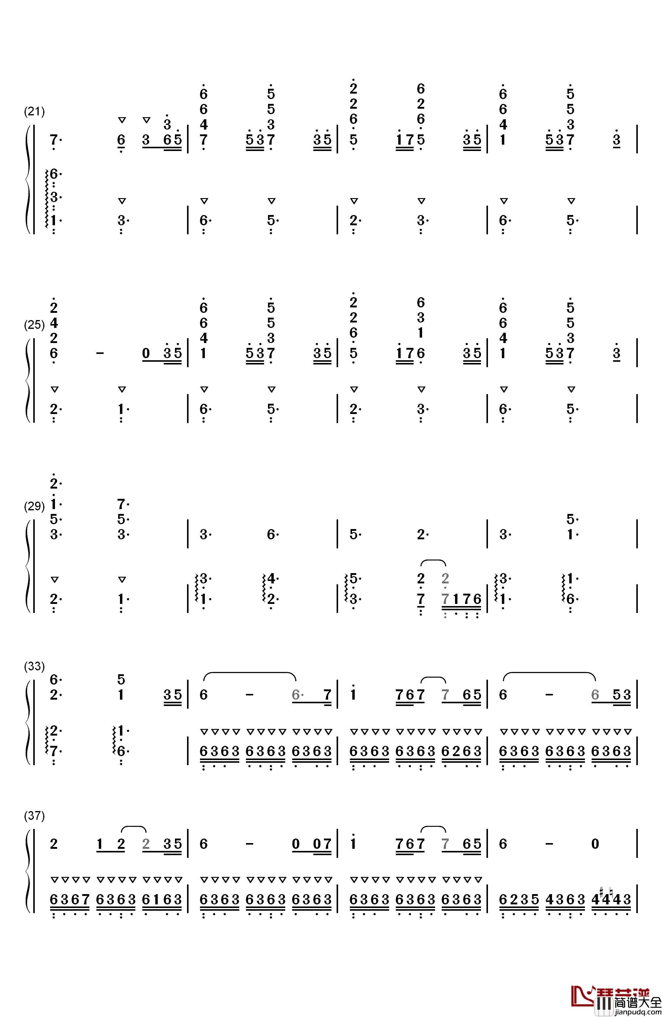 痴颜钢琴简谱_数字双手_麦振鸿