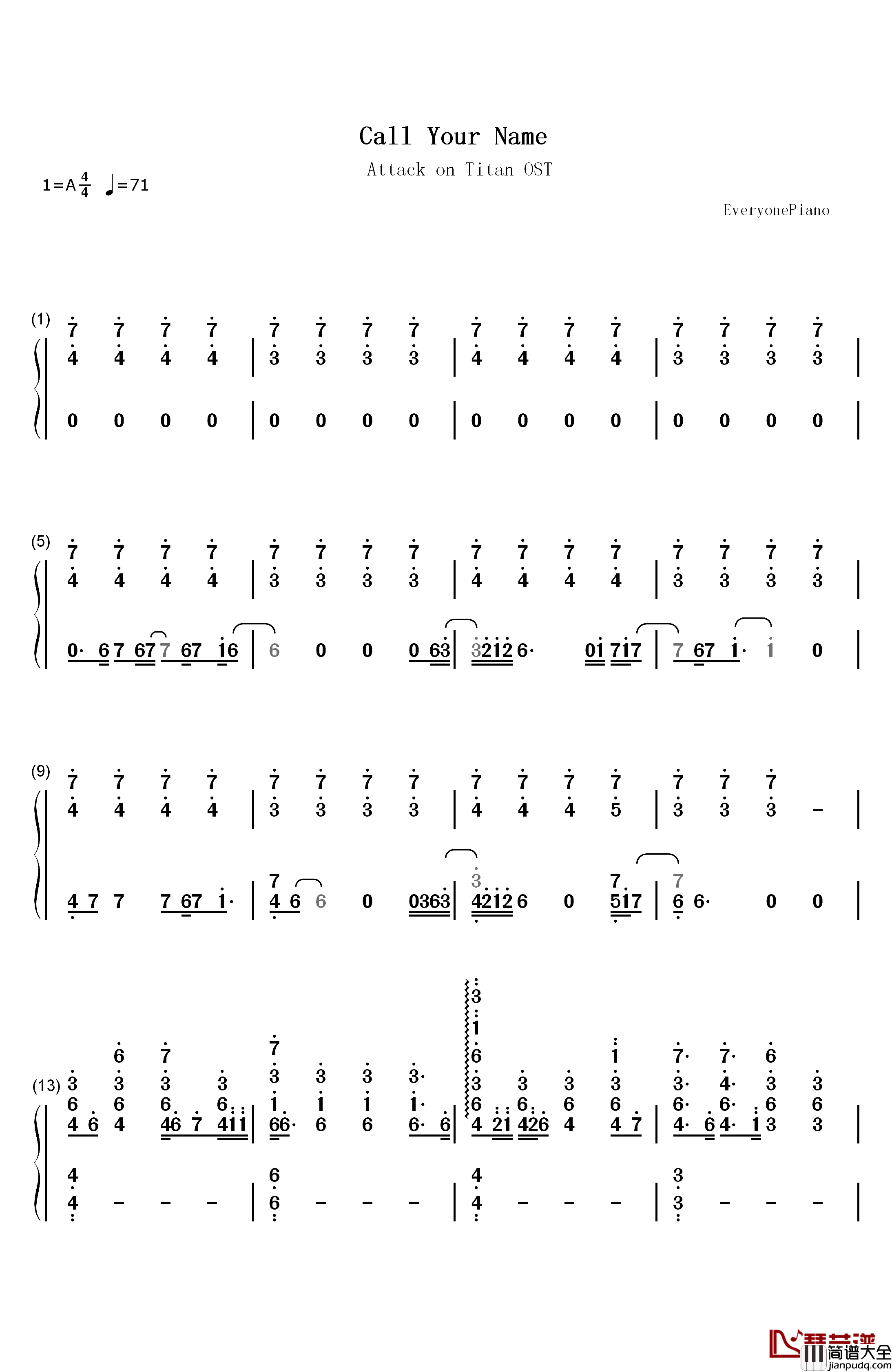 Call_your_name钢琴简谱_数字双手_mpi_&_CASG