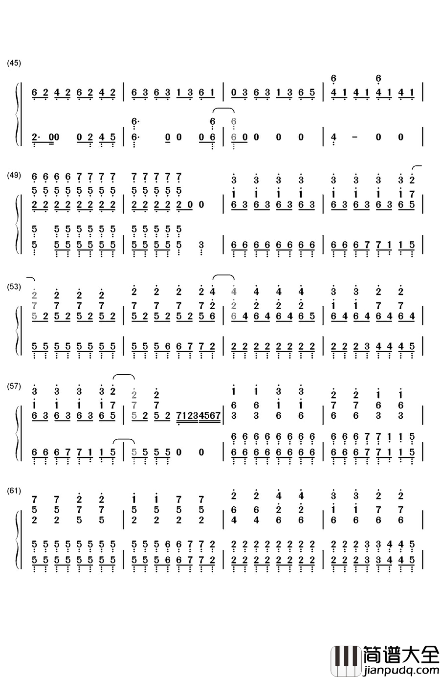 Adele_钢琴简谱_数字双手_Adele