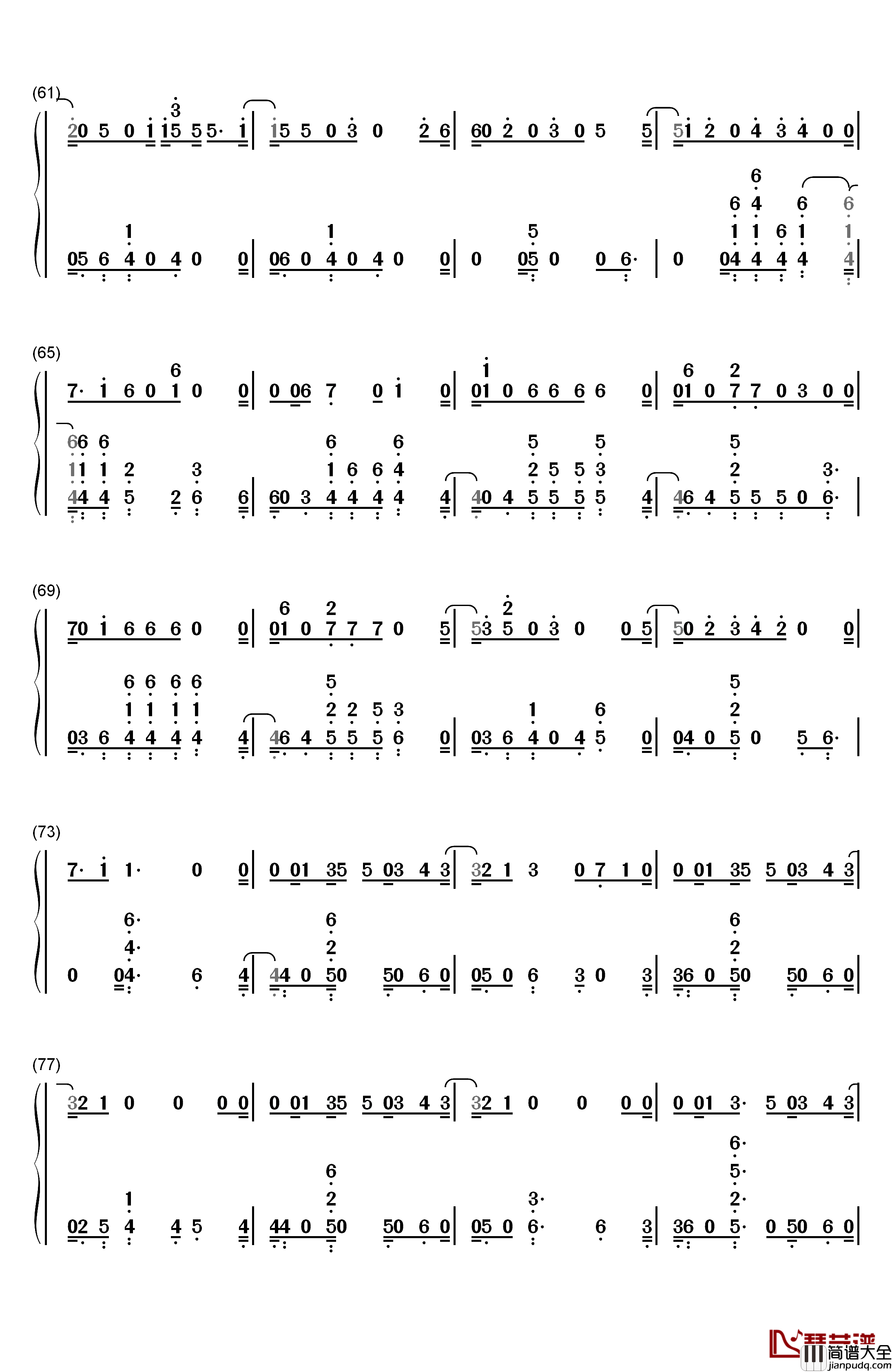 Euphoria钢琴简谱_数字双手_防弹少年团