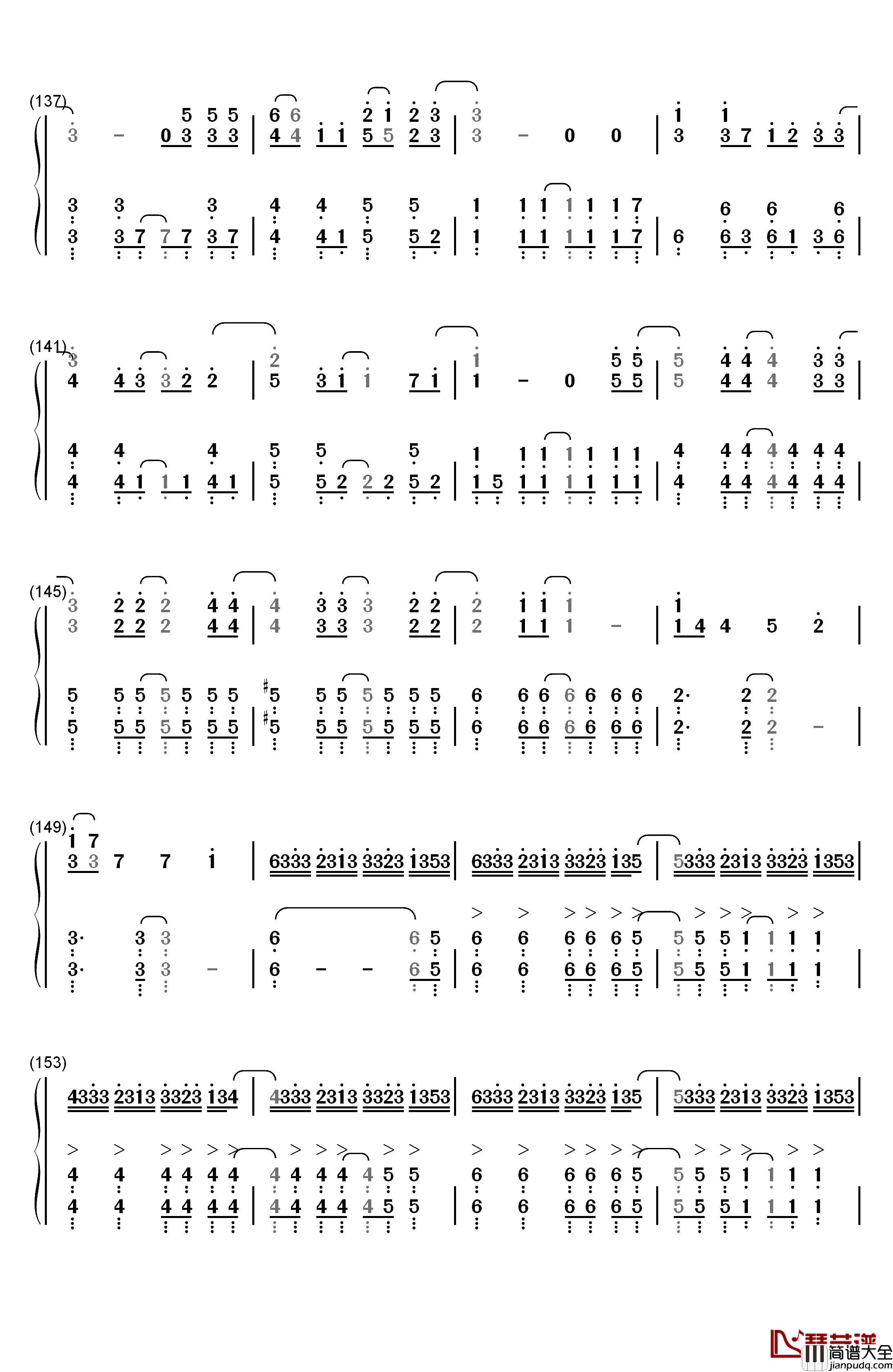 さよならエレジー钢琴简谱_数字双手_菅田将晖