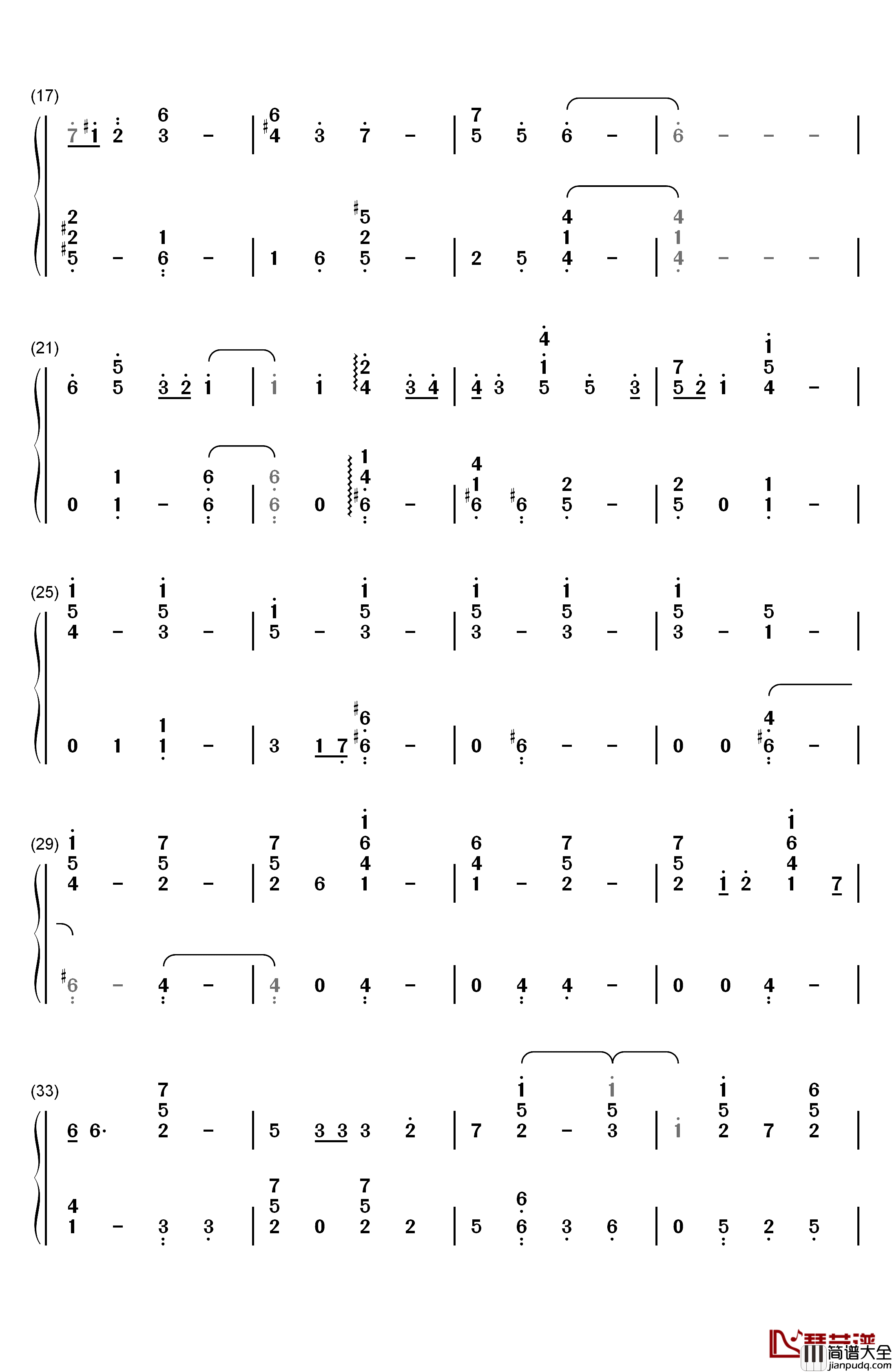 アルモニ钢琴简谱_数字双手_KOKIA