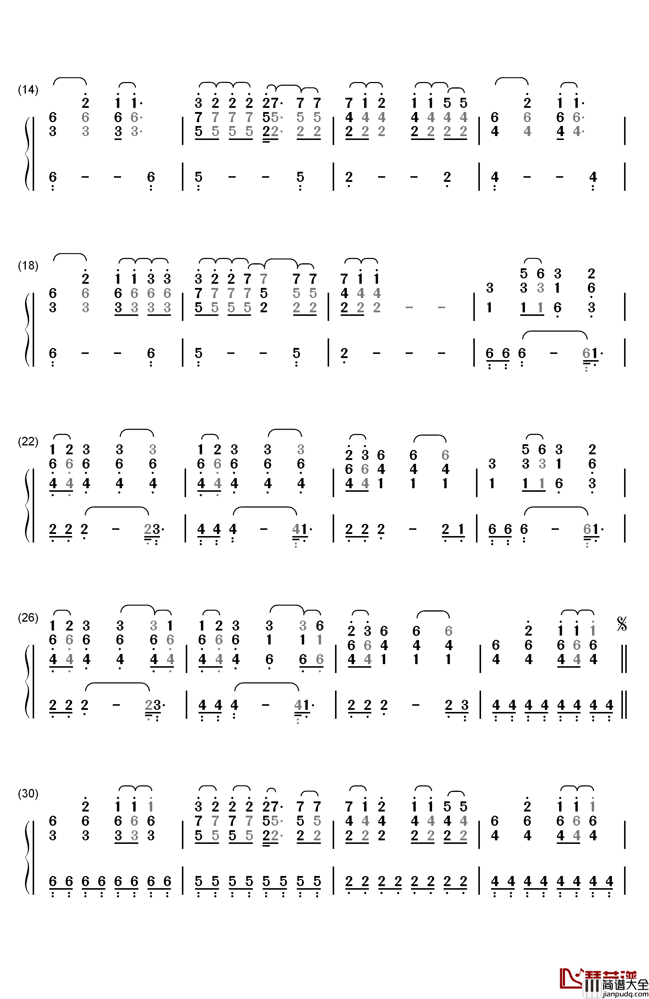 Honestly钢琴简谱_数字双手_Kelly_Clarkson