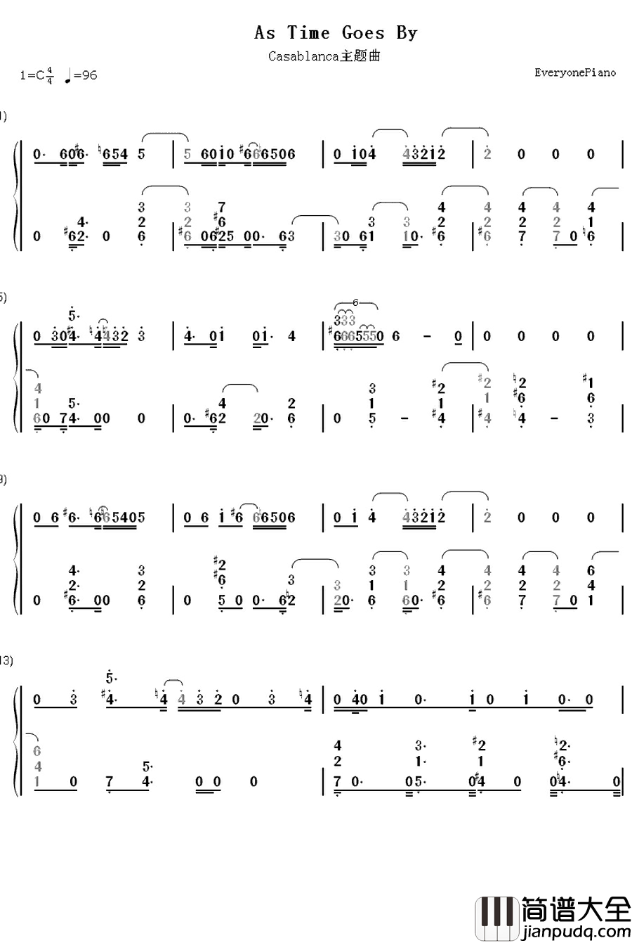 As_Time_Goes_By钢琴简谱_数字双手_Herman_Hupfeld