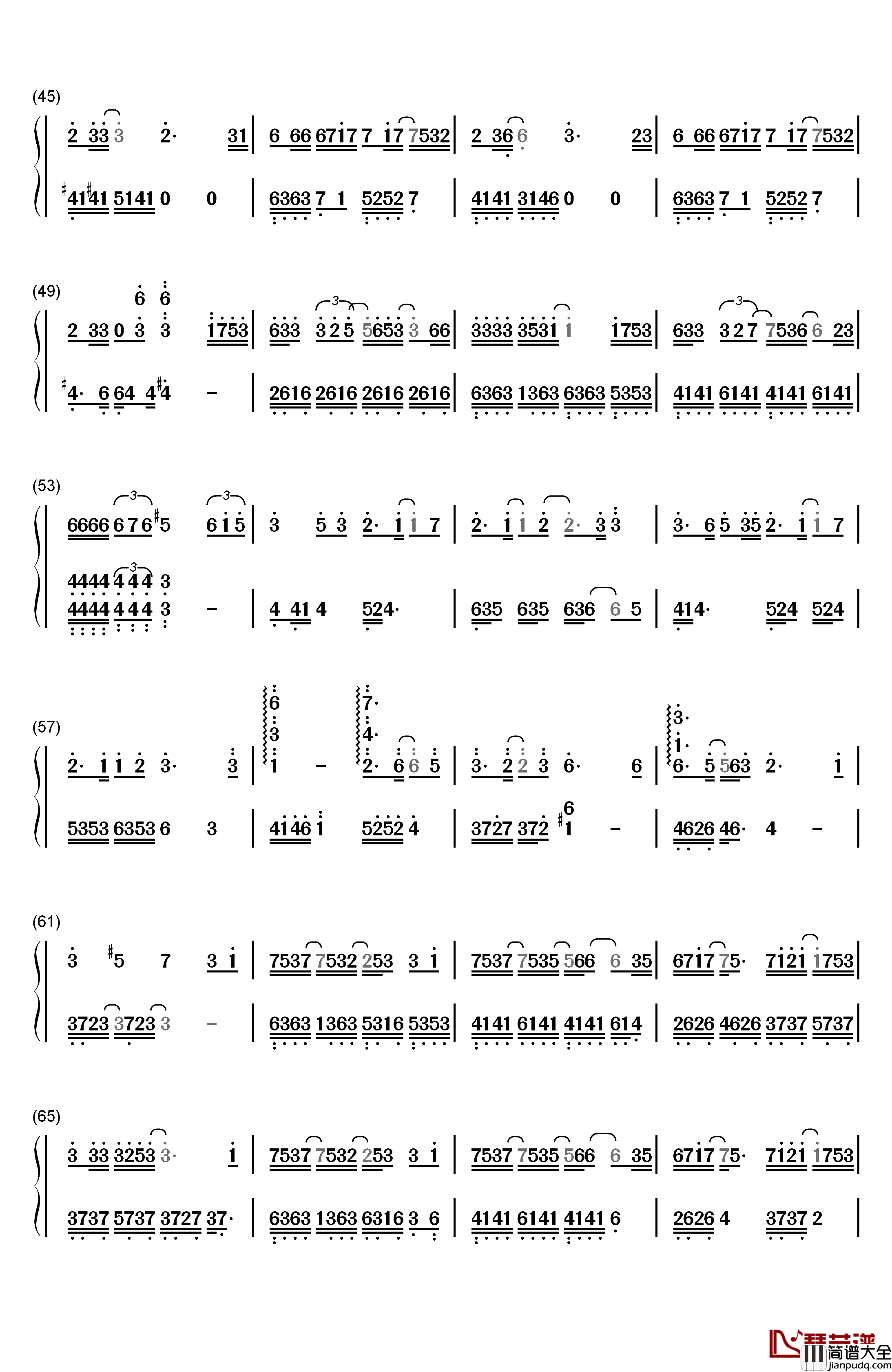 同道殊途钢琴简谱_数字双手_litterzy