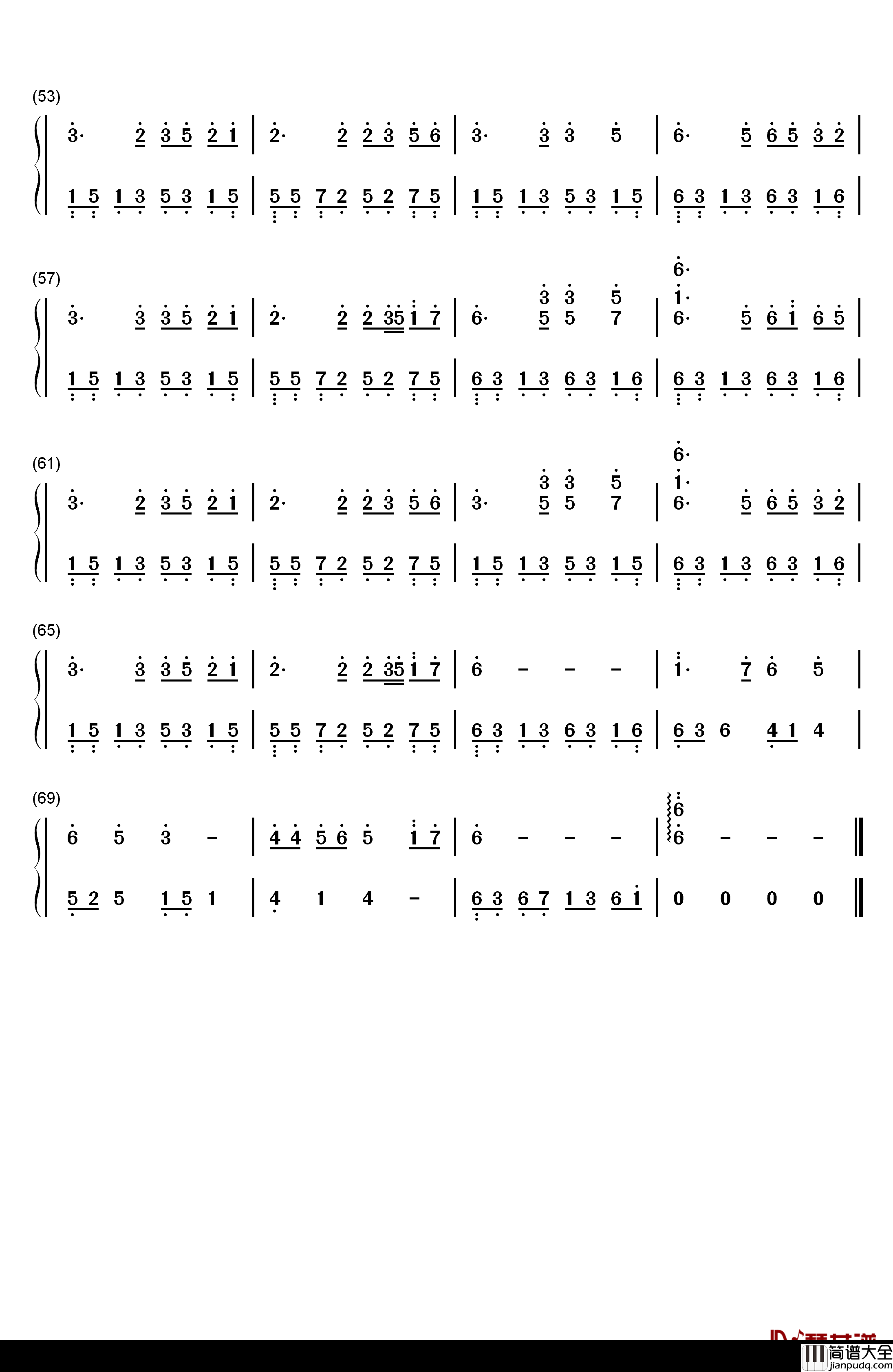 一曲相思钢琴简谱_数字双手_半阳