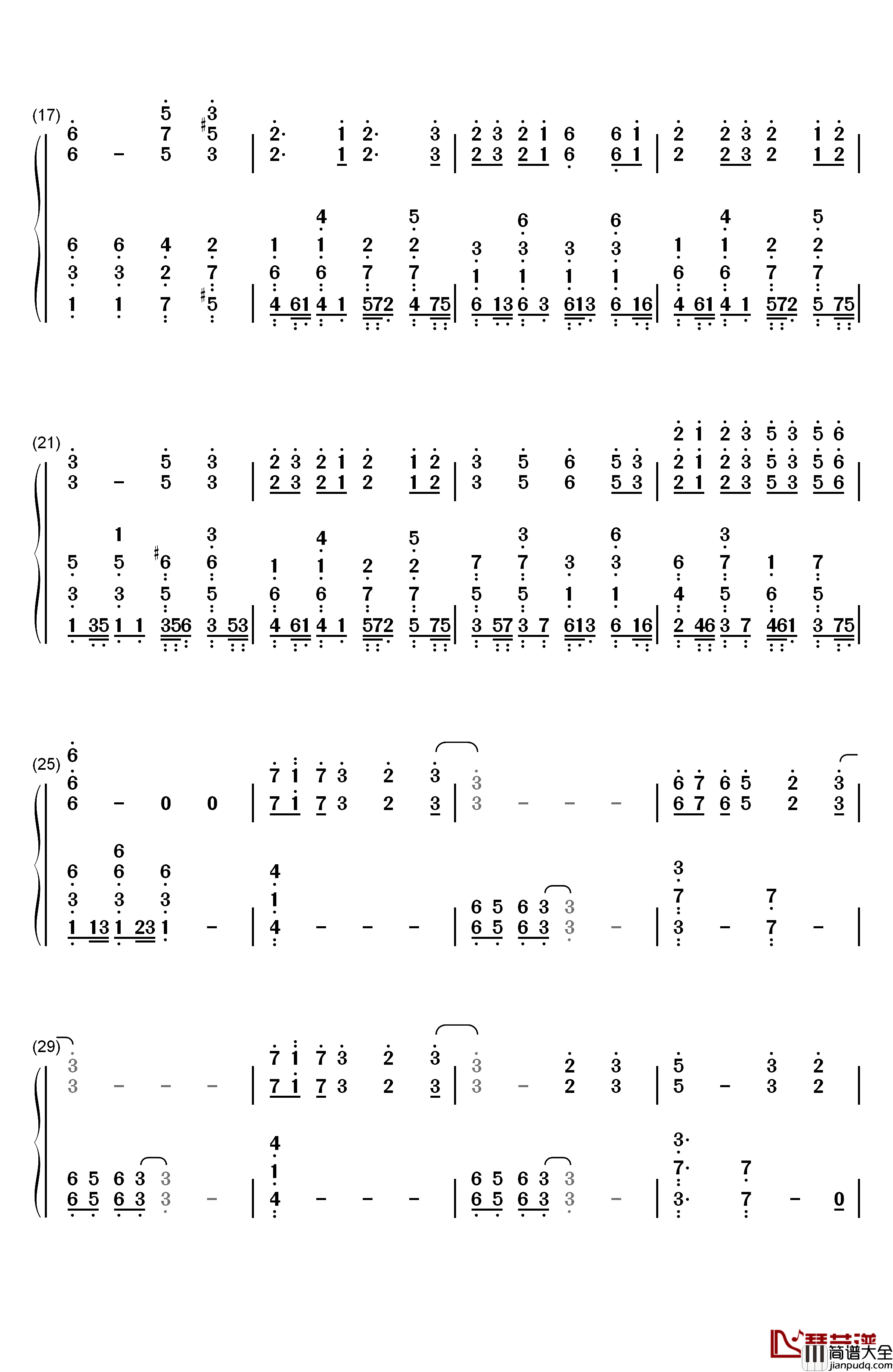 百鬼夜行抄钢琴简谱_数字双手_森英治