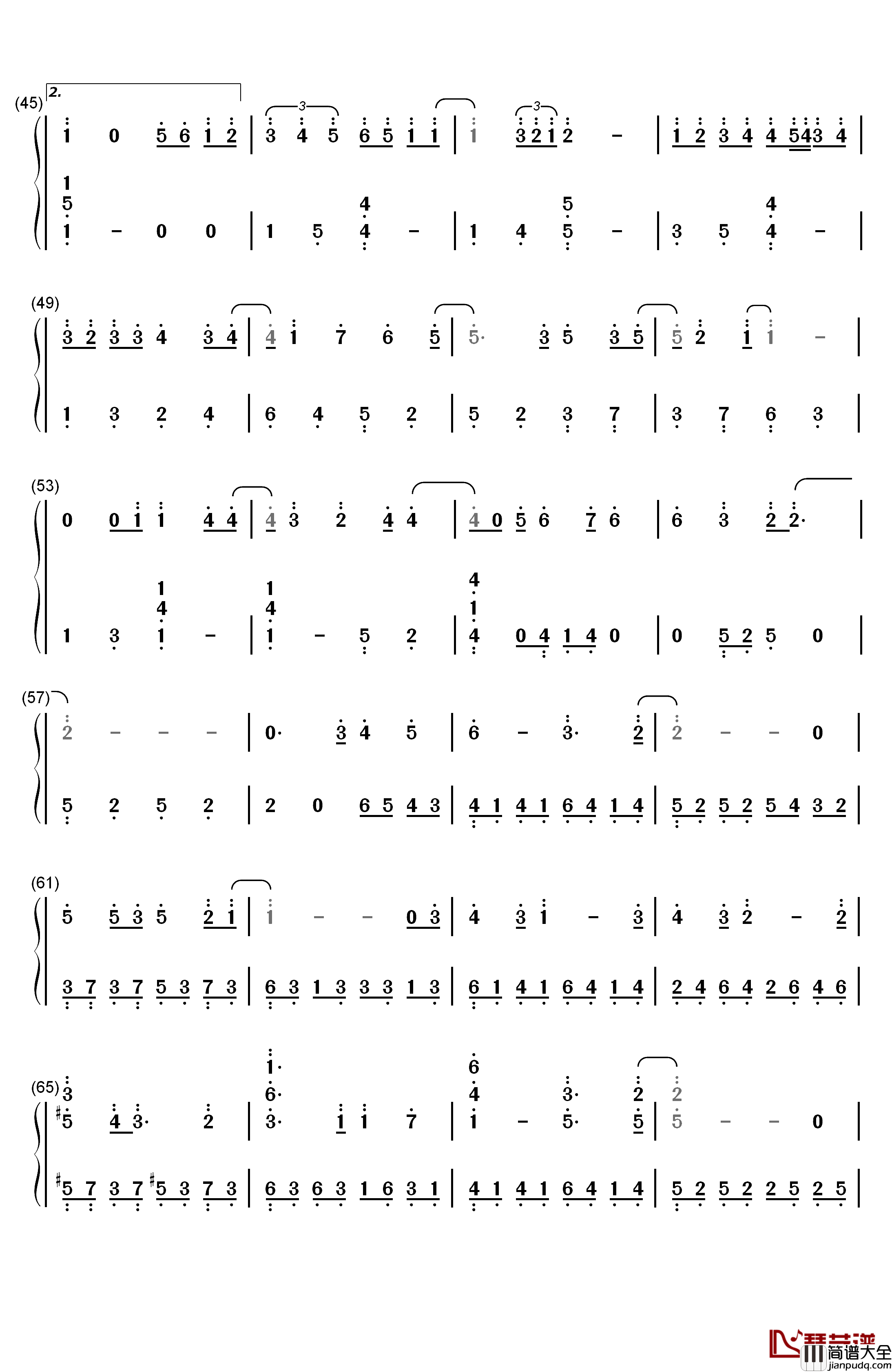 Only_Love钢琴简谱_数字双手_Trademark