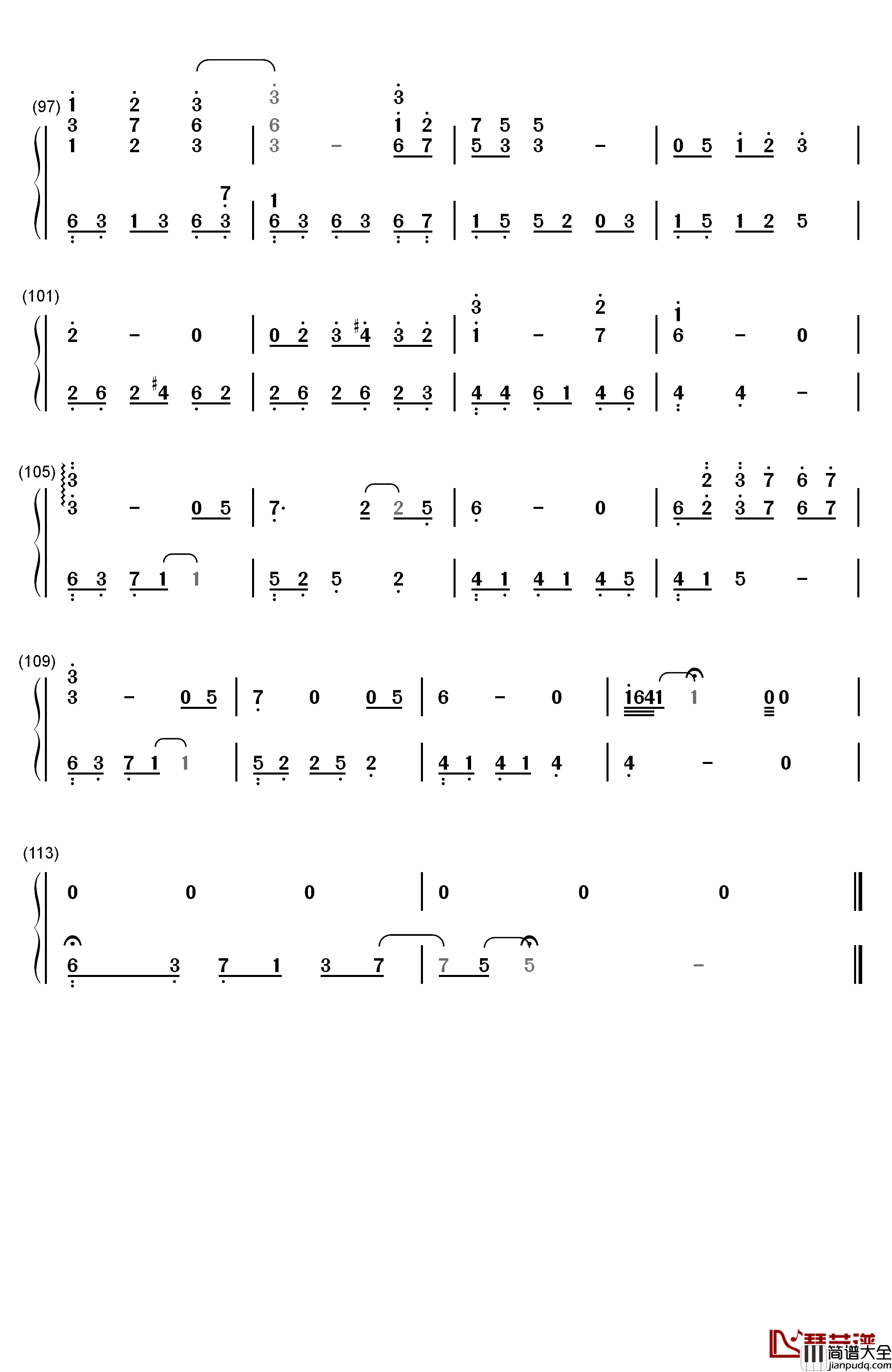 烟雨蒙蒙钢琴简谱_数字双手_赵薇