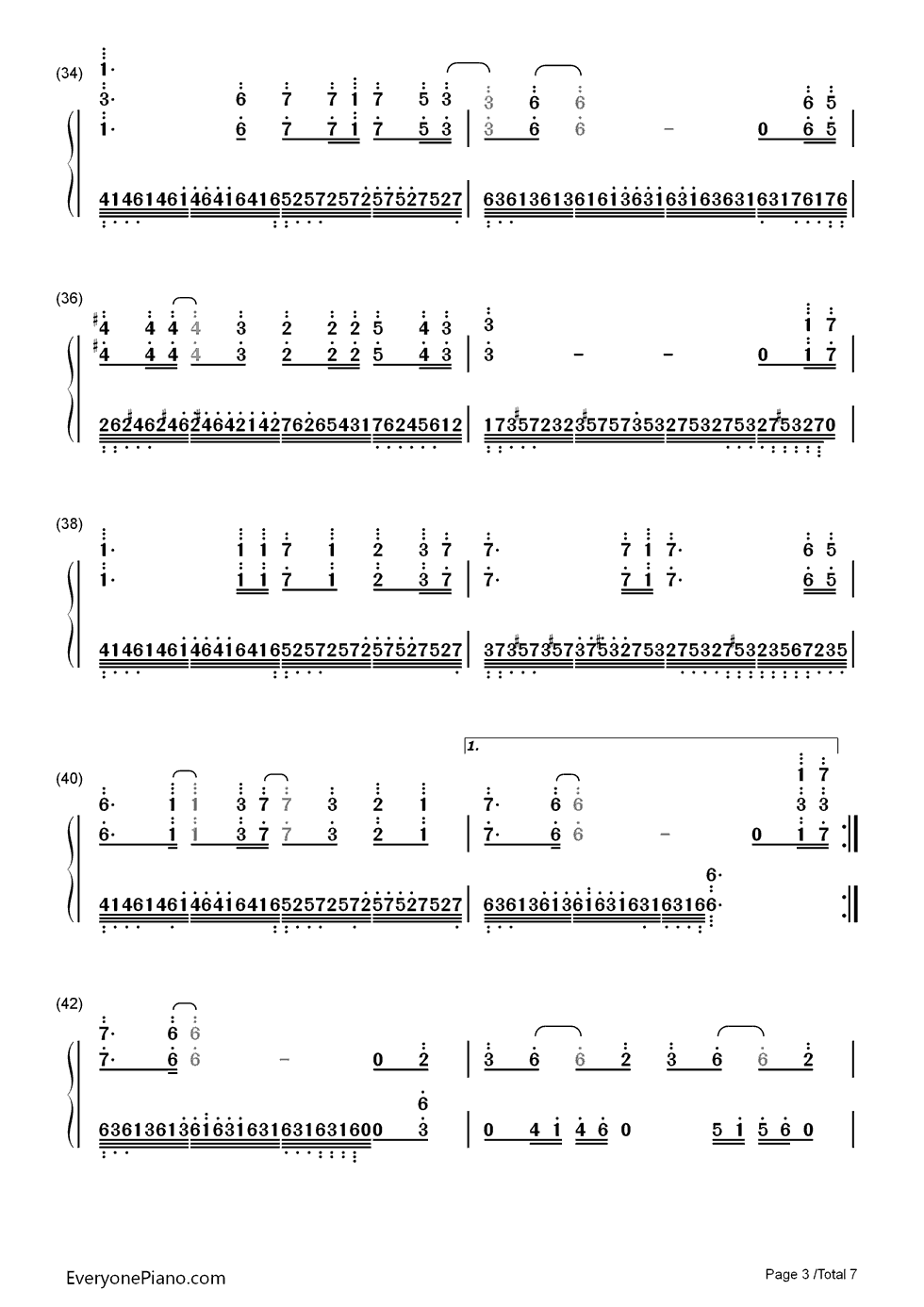 原点钢琴简谱_数字双手_西单女孩