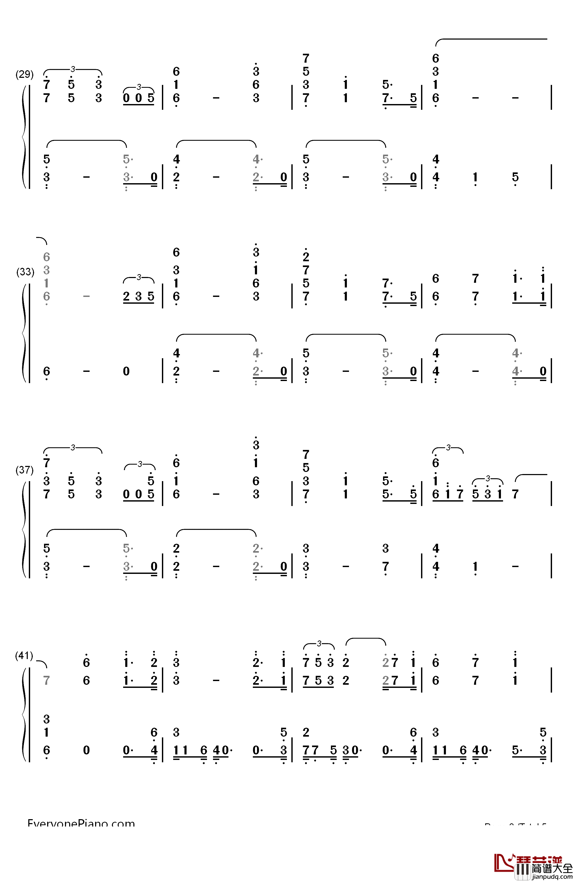 女皇花园钢琴简谱_数字双手_Maple_Story