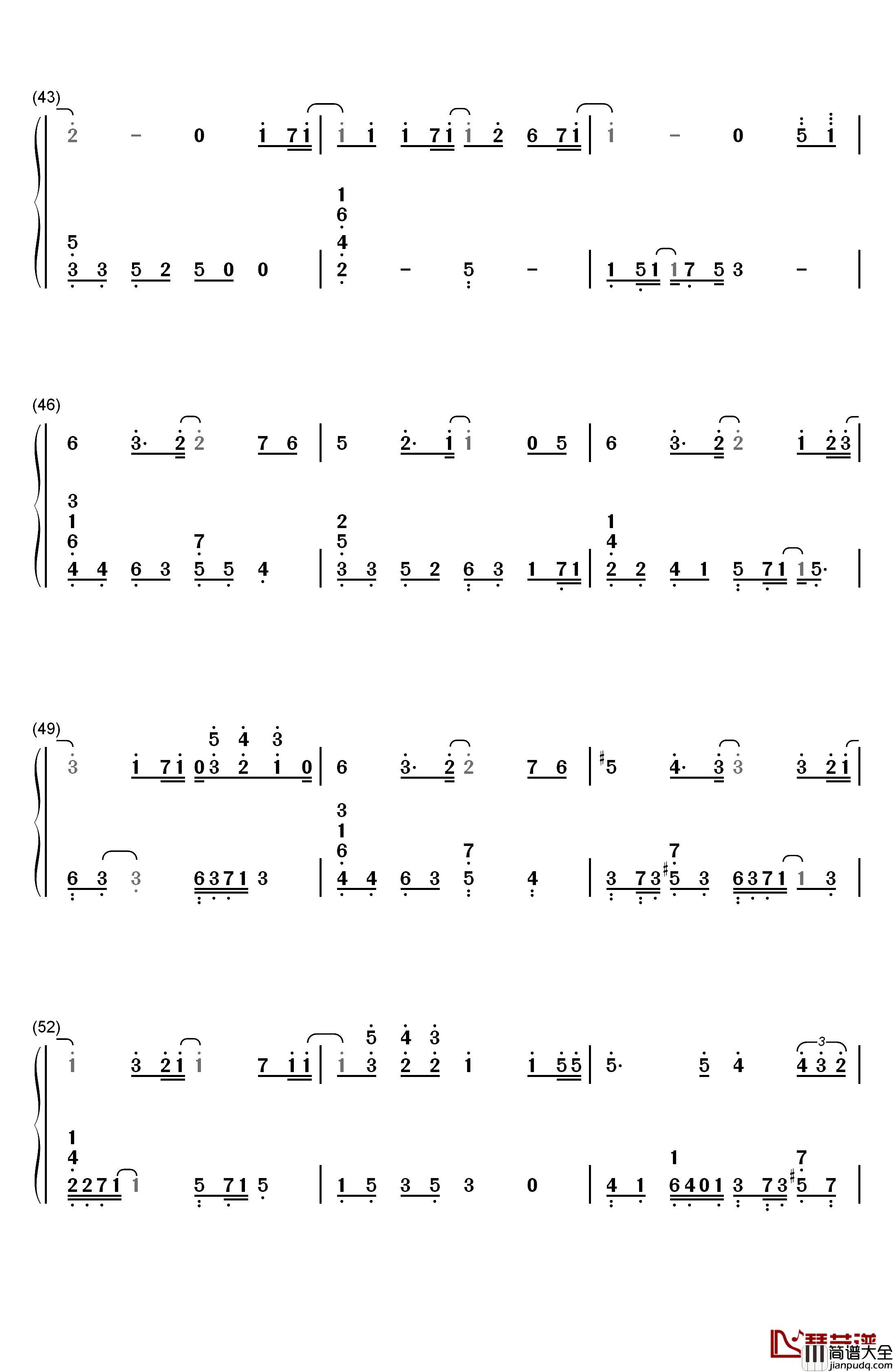 Only_Human钢琴简谱_数字双手_K(姜尹成)