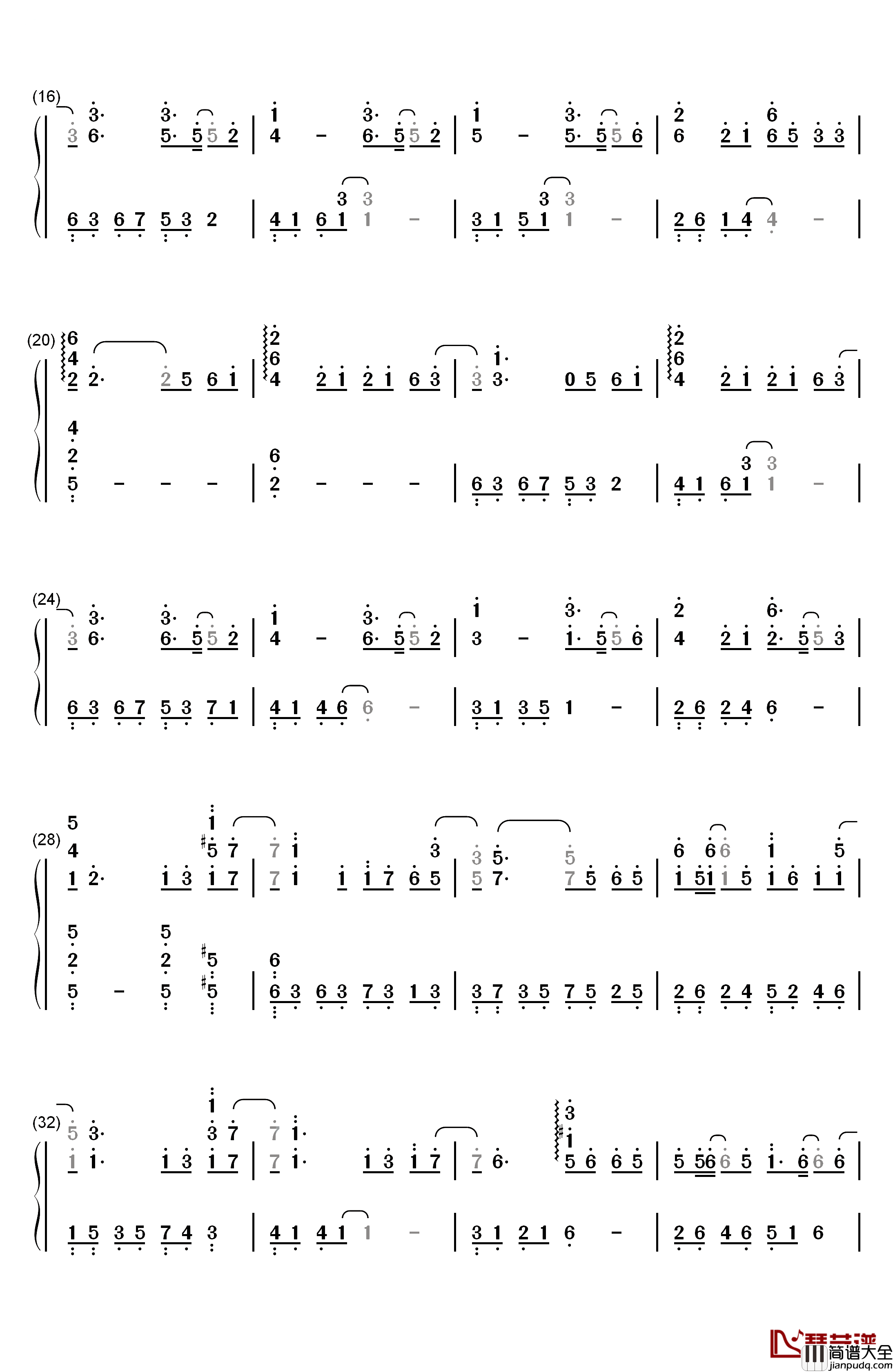 时间有泪钢琴简谱_数字双手_张碧晨