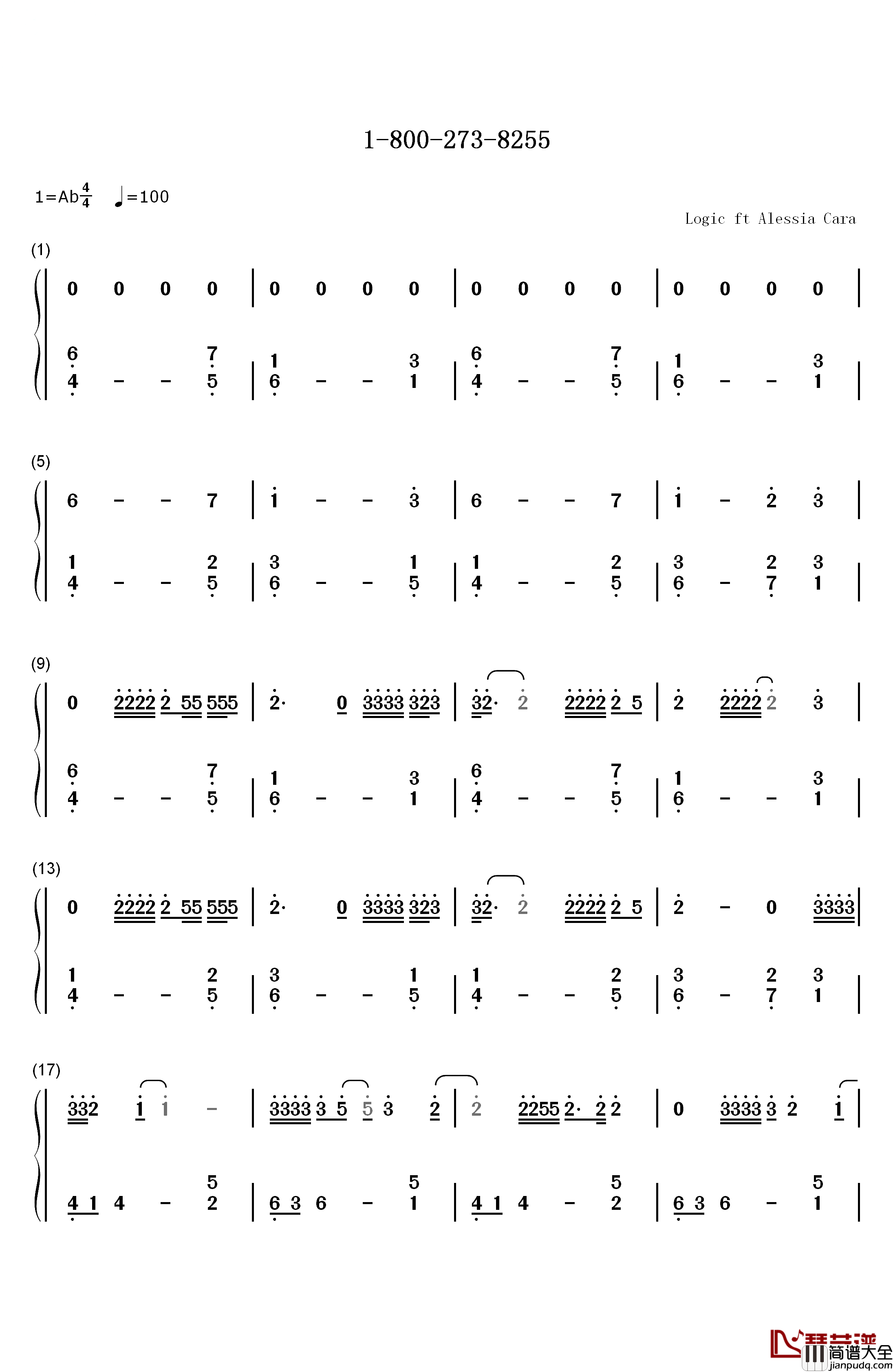1钢琴简谱_数字双手_Logic
