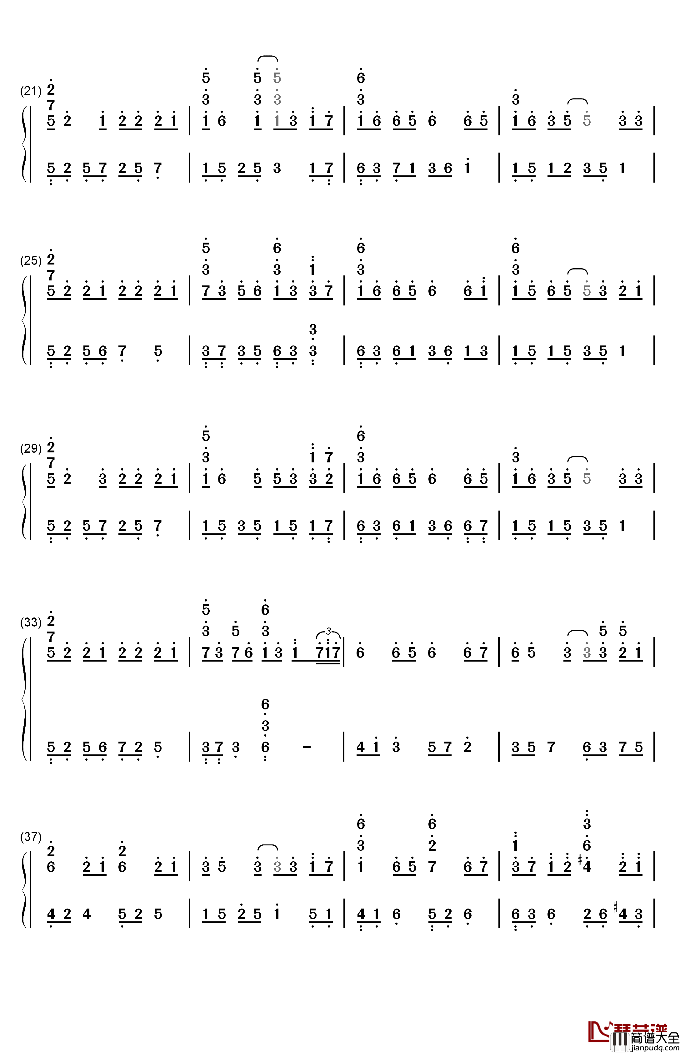 余情未了钢琴简谱_数字双手_魏新雨