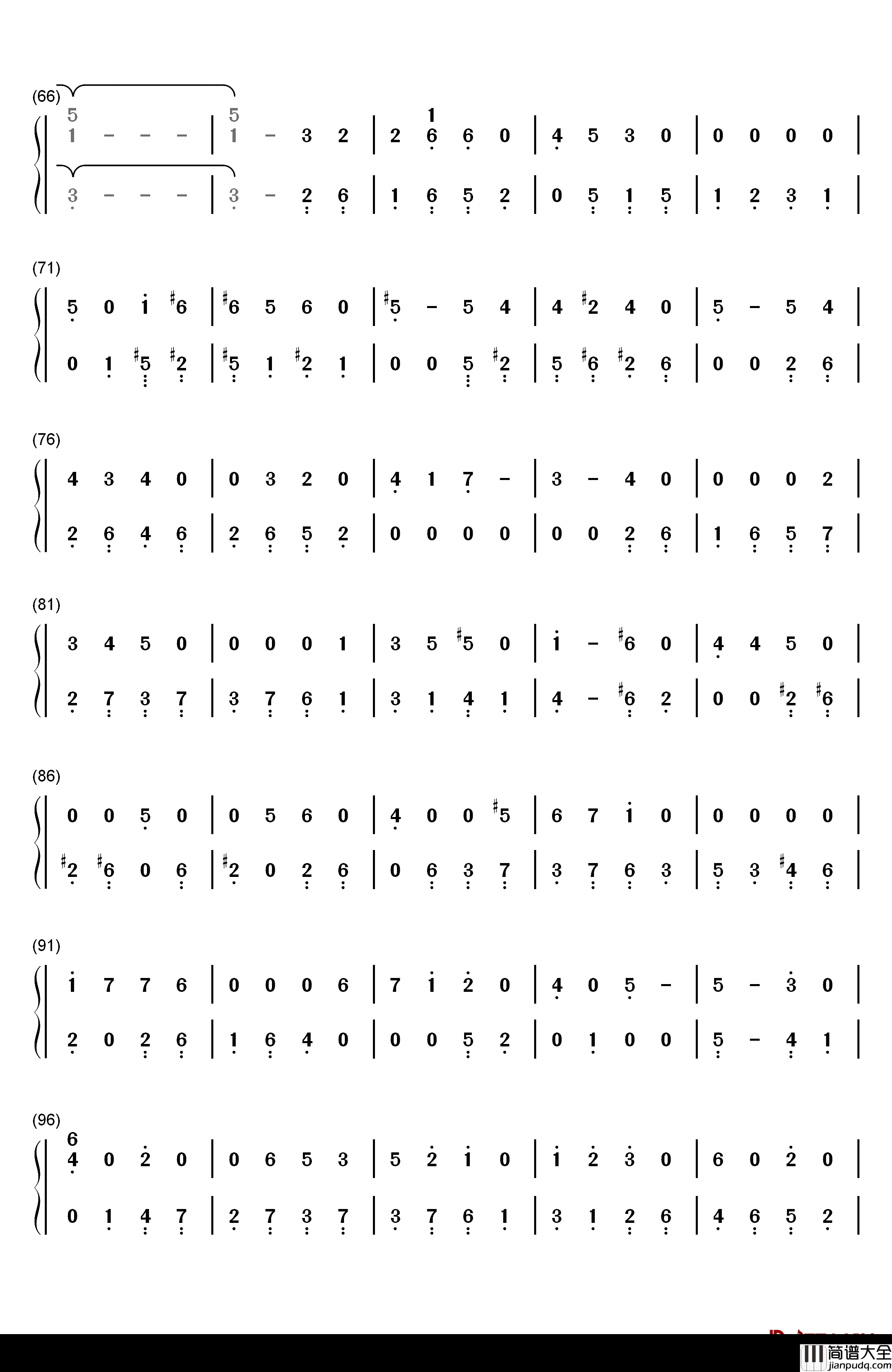 曾经守候钢琴简谱_数字双手_张碧晨