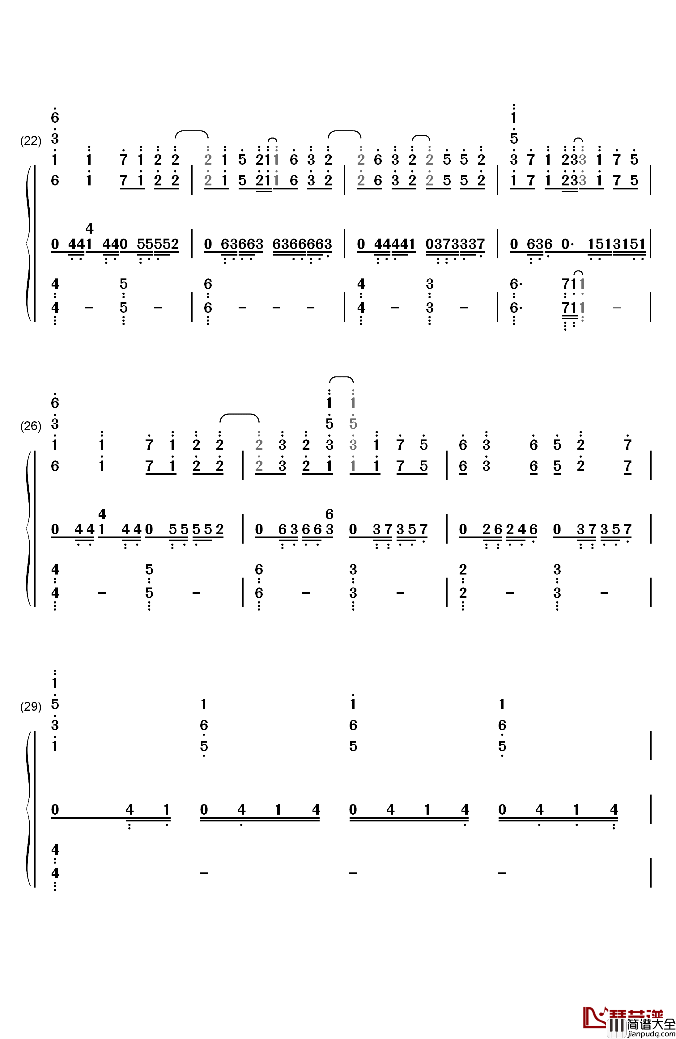 ninelie钢琴简谱_数字双手_Aimer_and_chelly