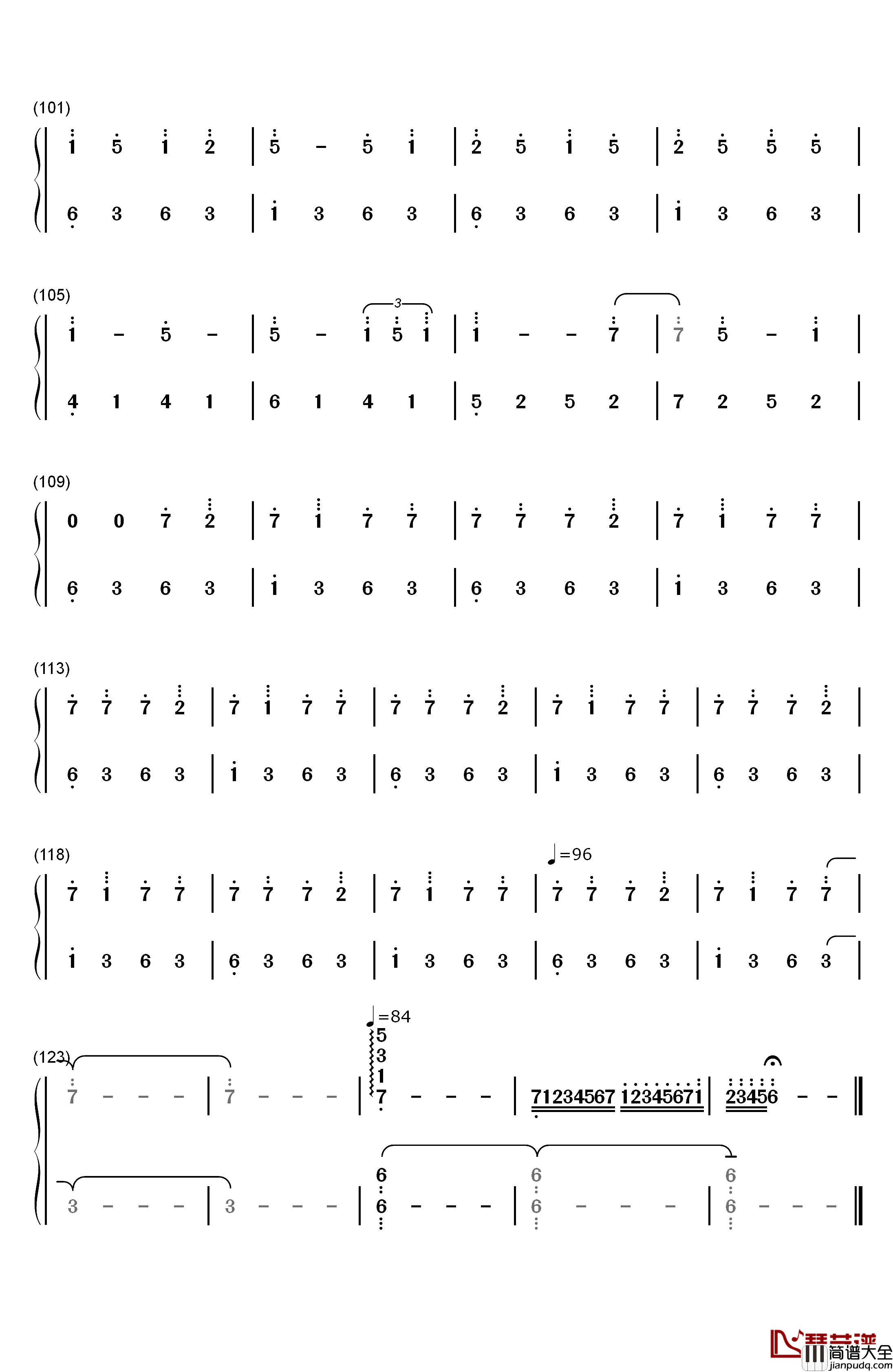THE_END钢琴简谱_数字双手_松枝贺子