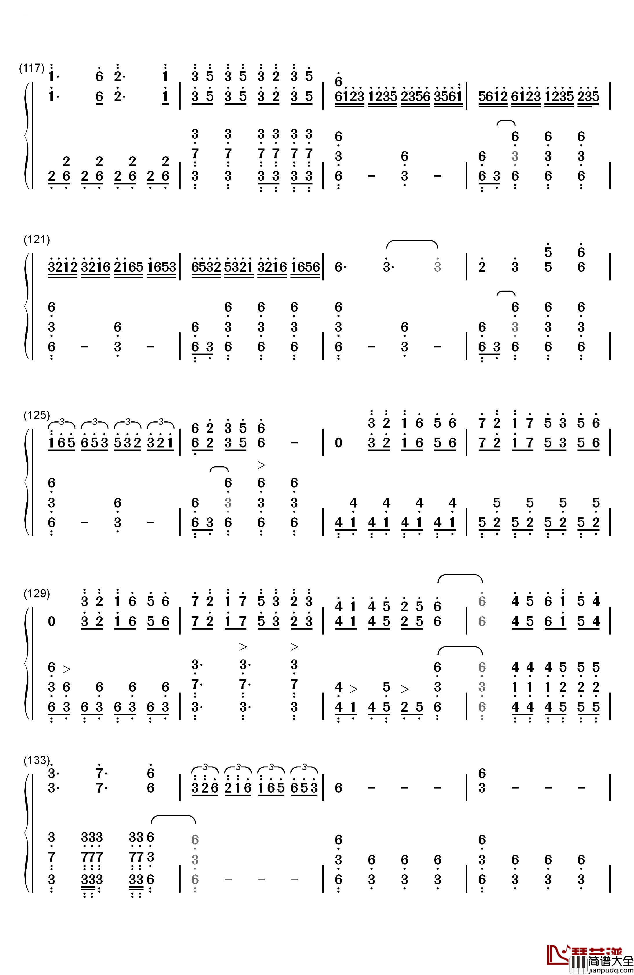 万神纪钢琴简谱_数字双手_星尘