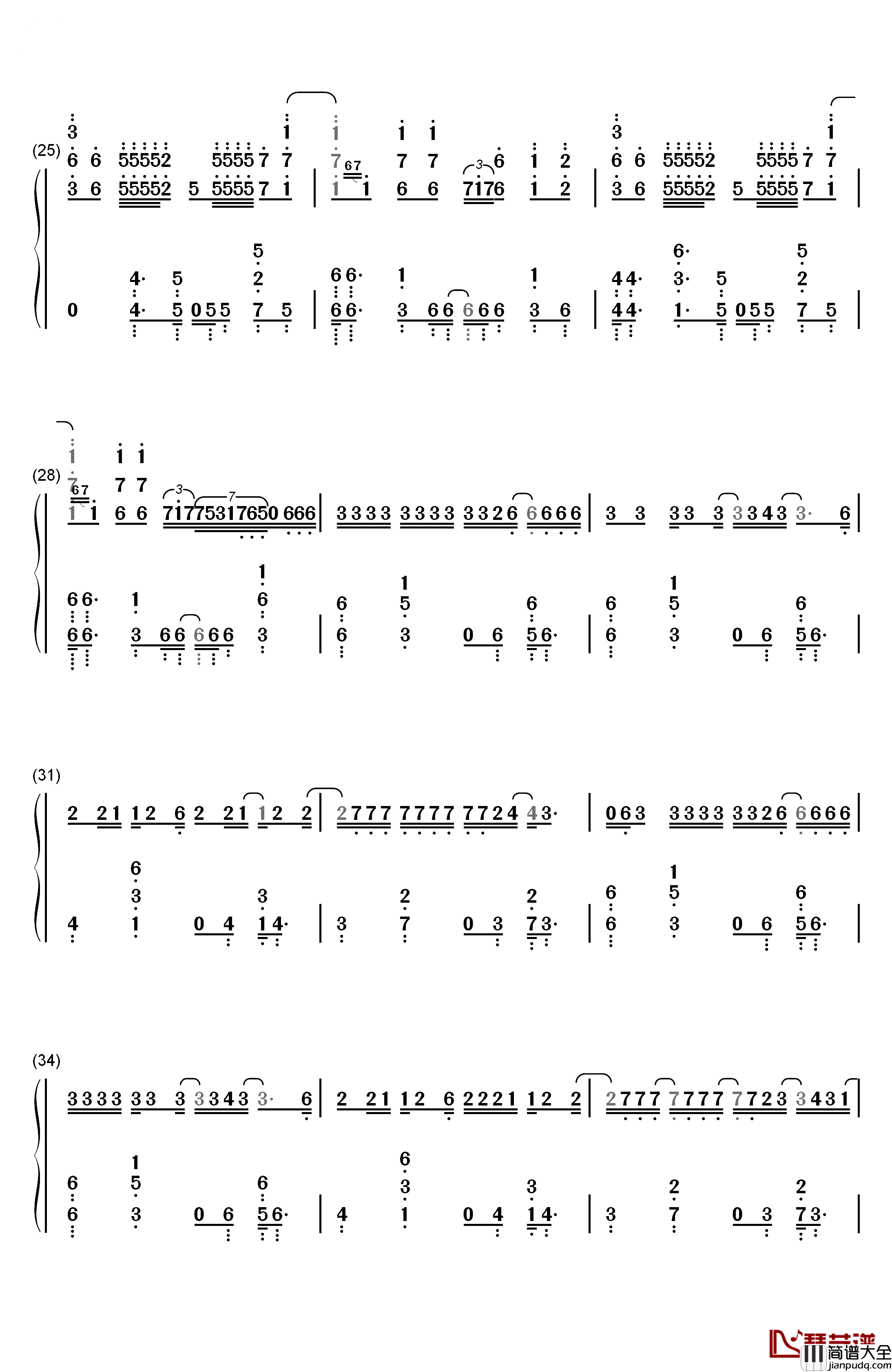 病名为爱钢琴简谱_数字双手_镜音双子