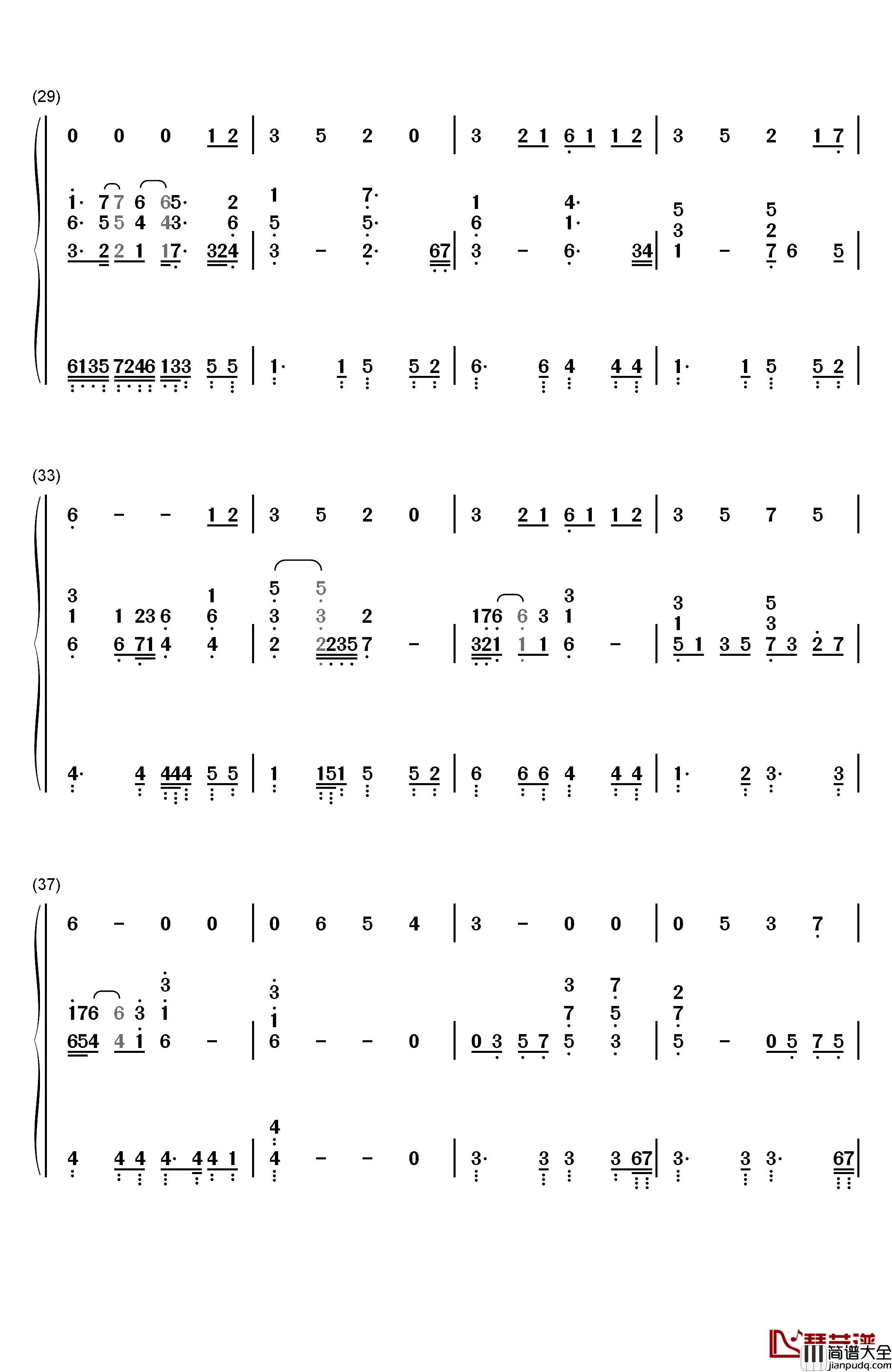 素敌だね钢琴简谱_数字双手_中野律纪(RIKKI)