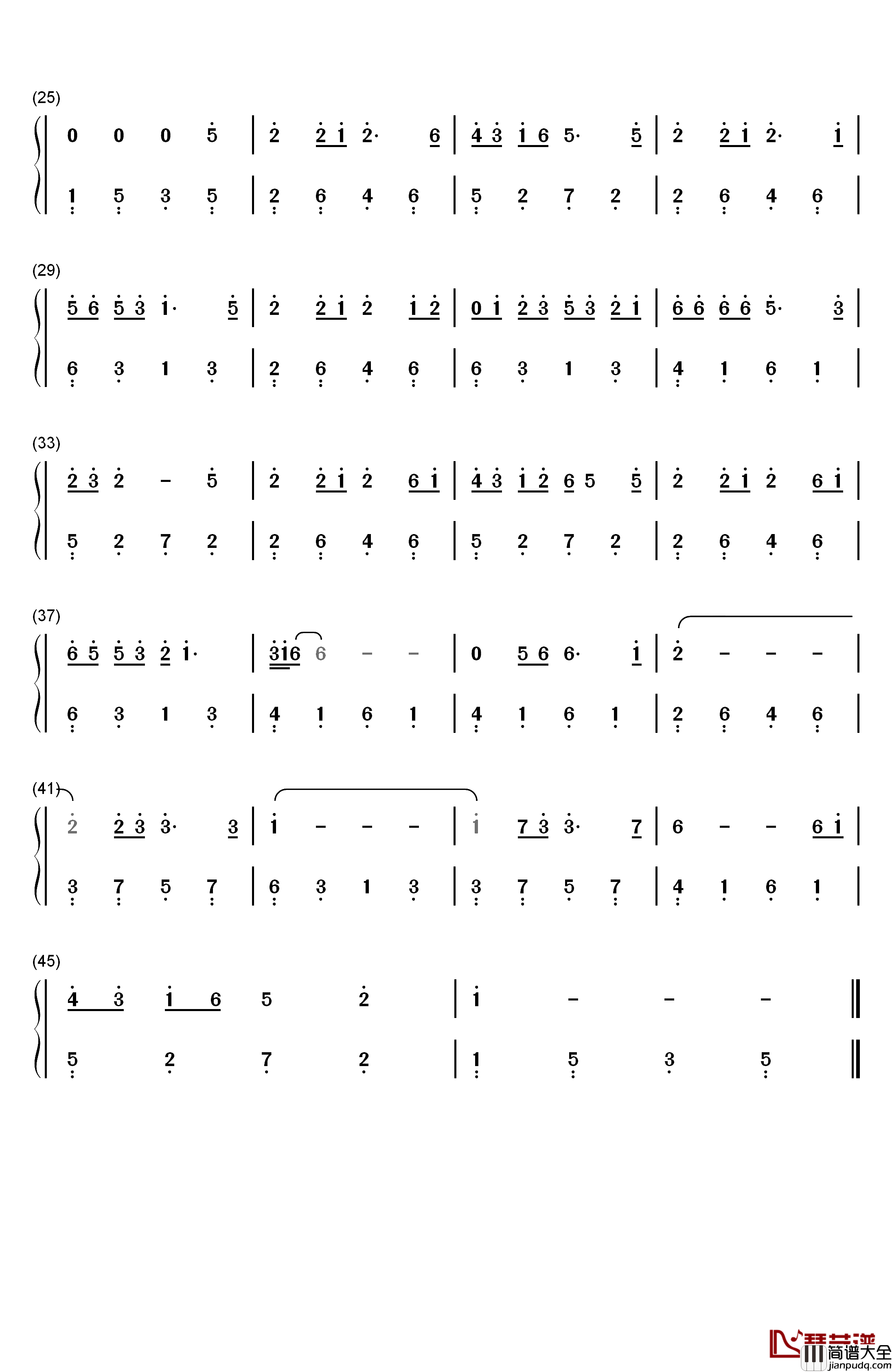 同类钢琴简谱_数字双手_孙燕姿