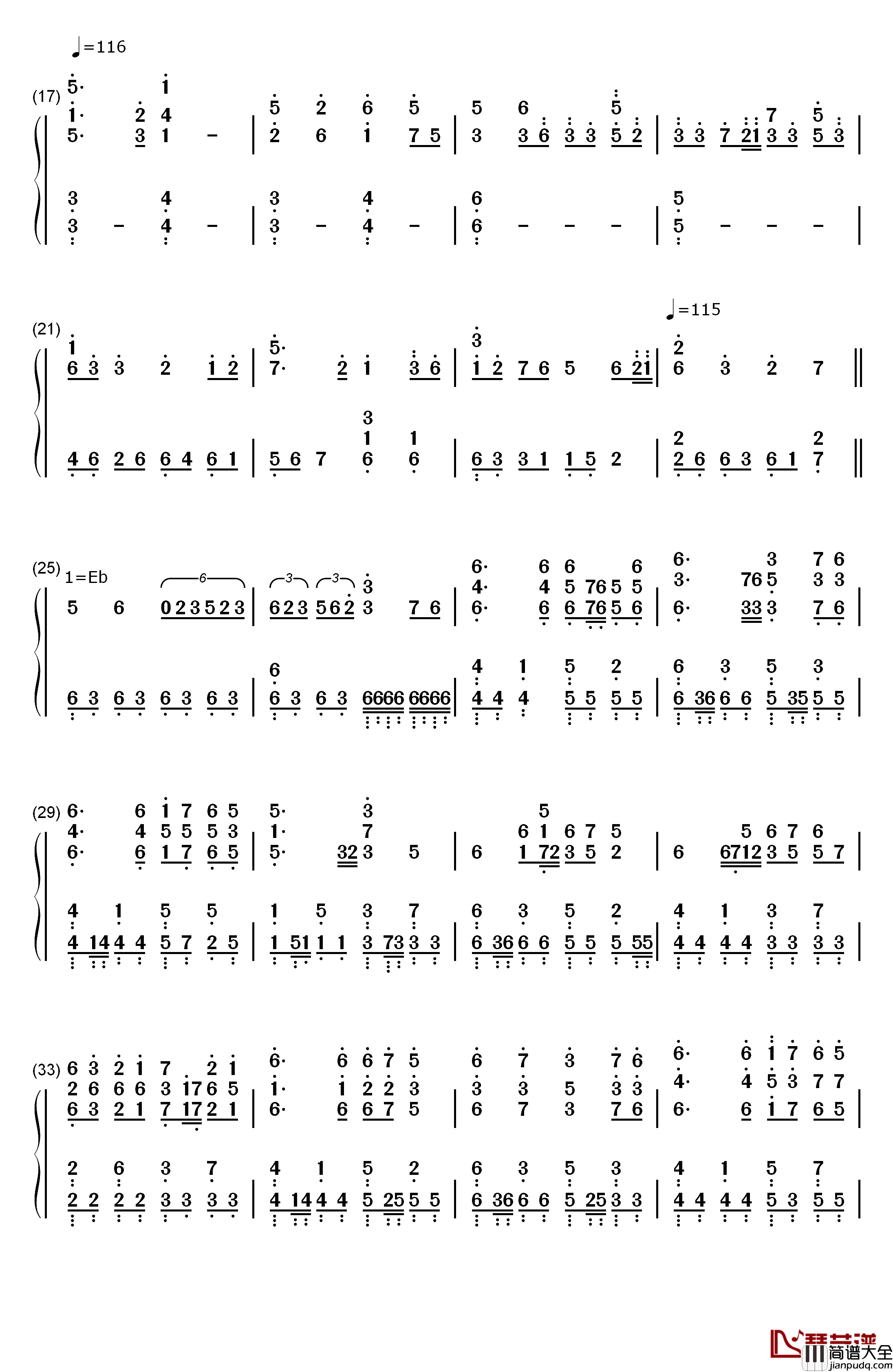 暁钢琴简谱_数字双手_志方晶子