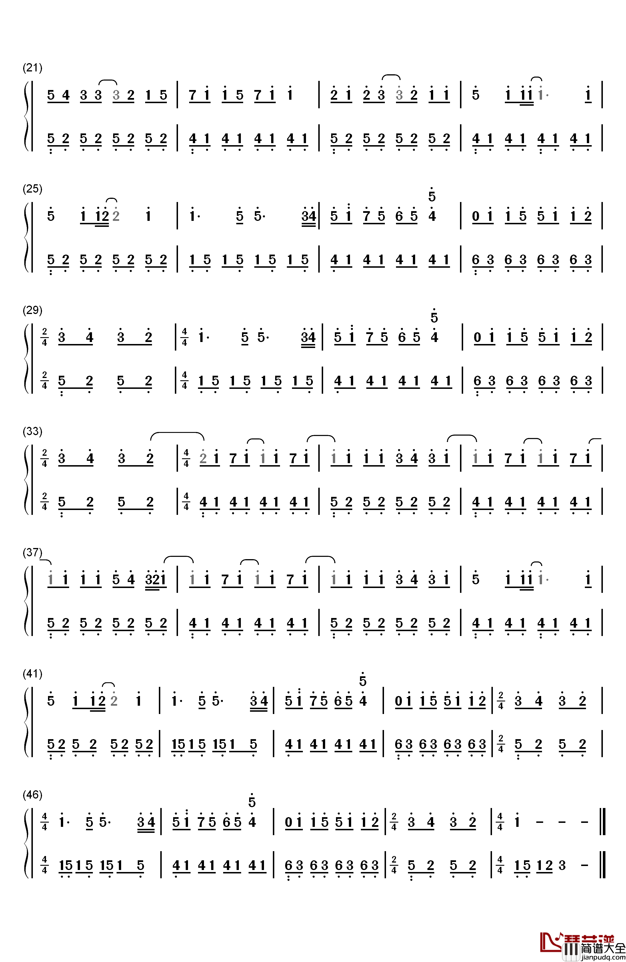 One_day钢琴简谱_数字双手_THE_ROOTLESS