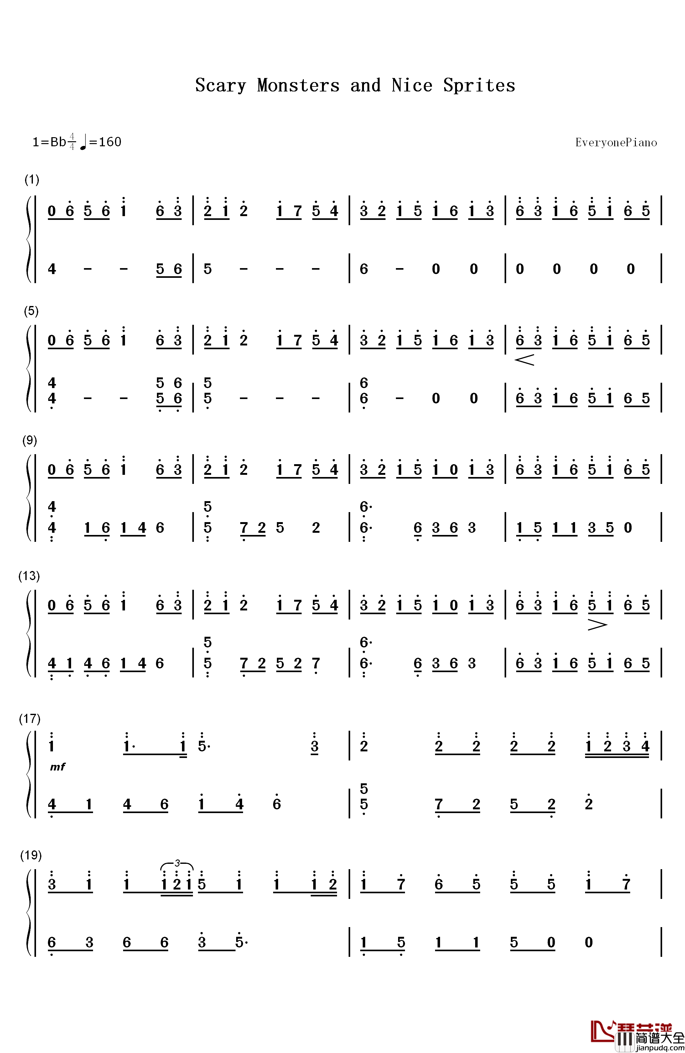 Scary_Monsters_and_Nice_Sprites钢琴简谱_数字双手_Skrillex