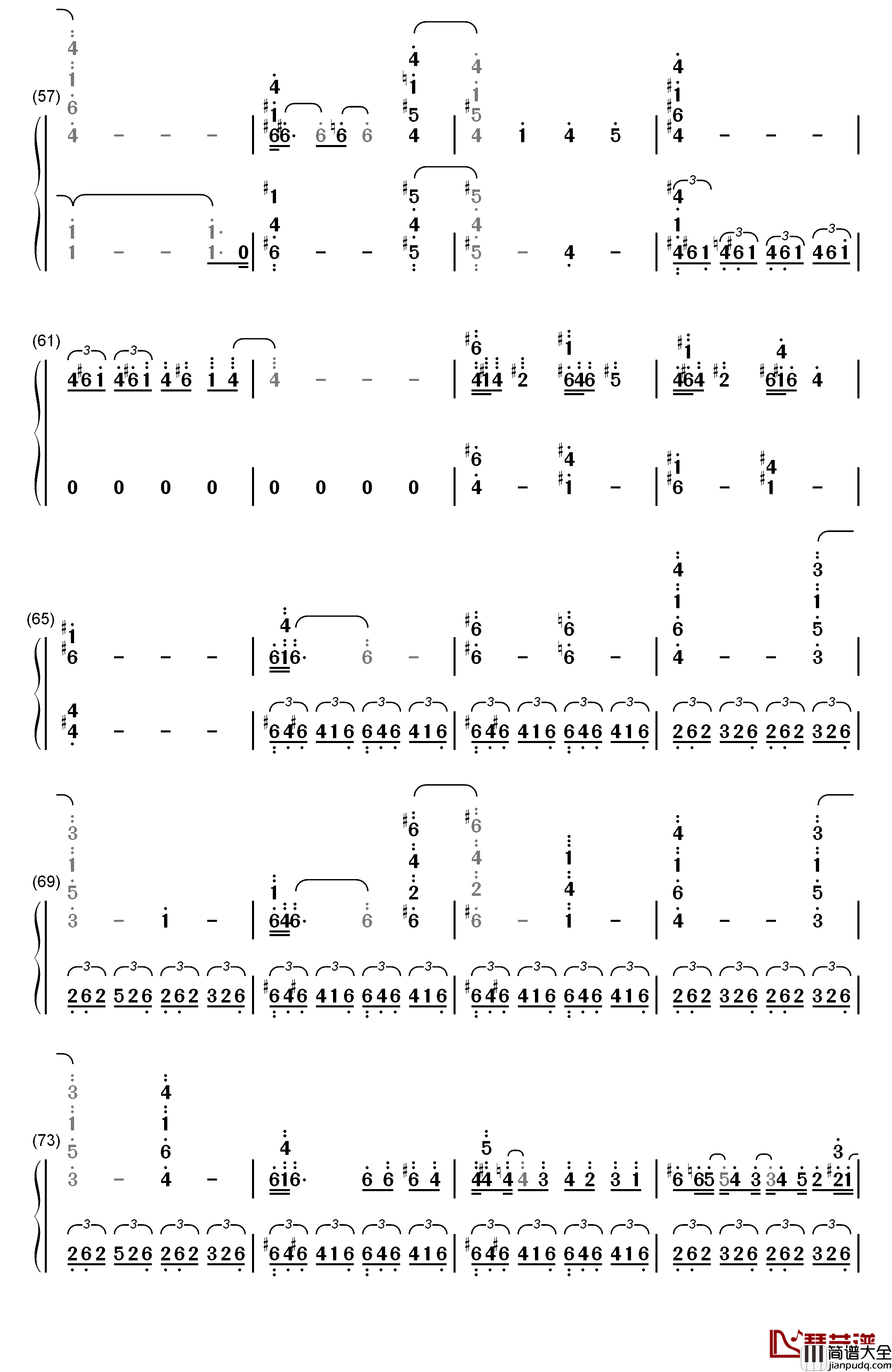 White_with_You钢琴简谱_数字双手_折户伸治