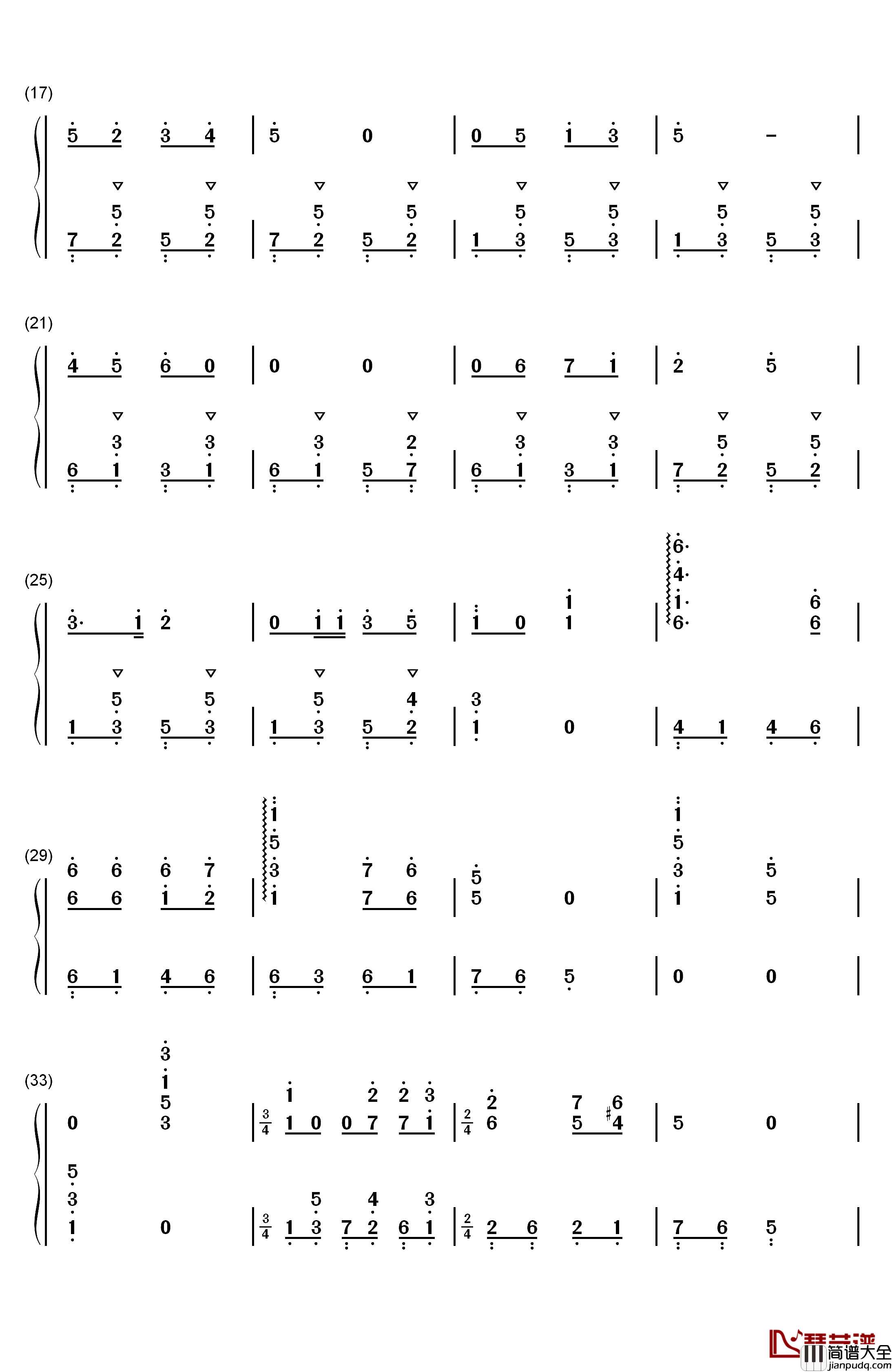 少年,少年,祖国的春天钢琴简谱_数字双手_小蓓蕾组合