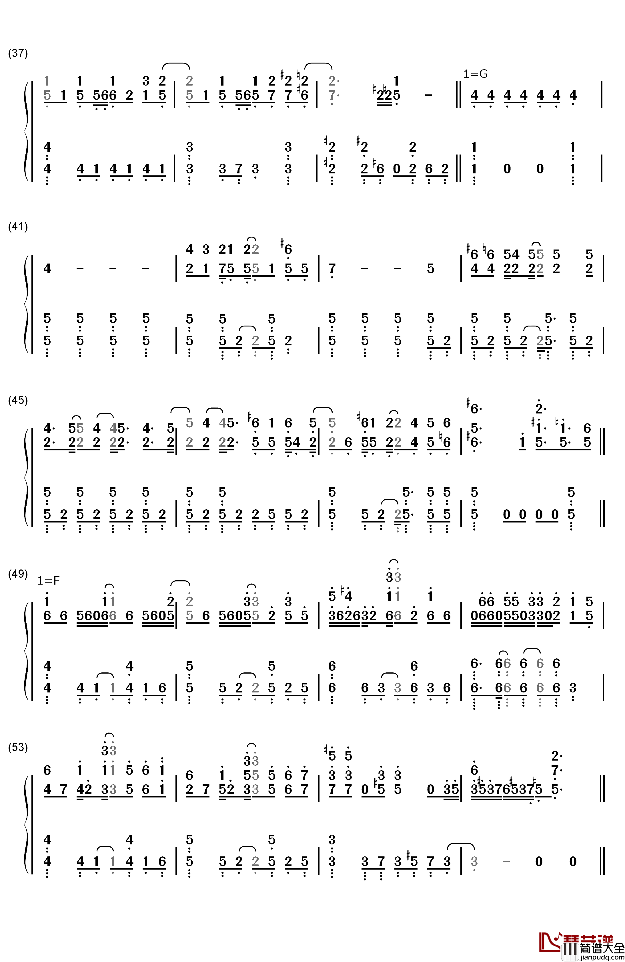 君じゃなきゃダメみたい钢琴简谱_数字双手_オーイシマサヨシ