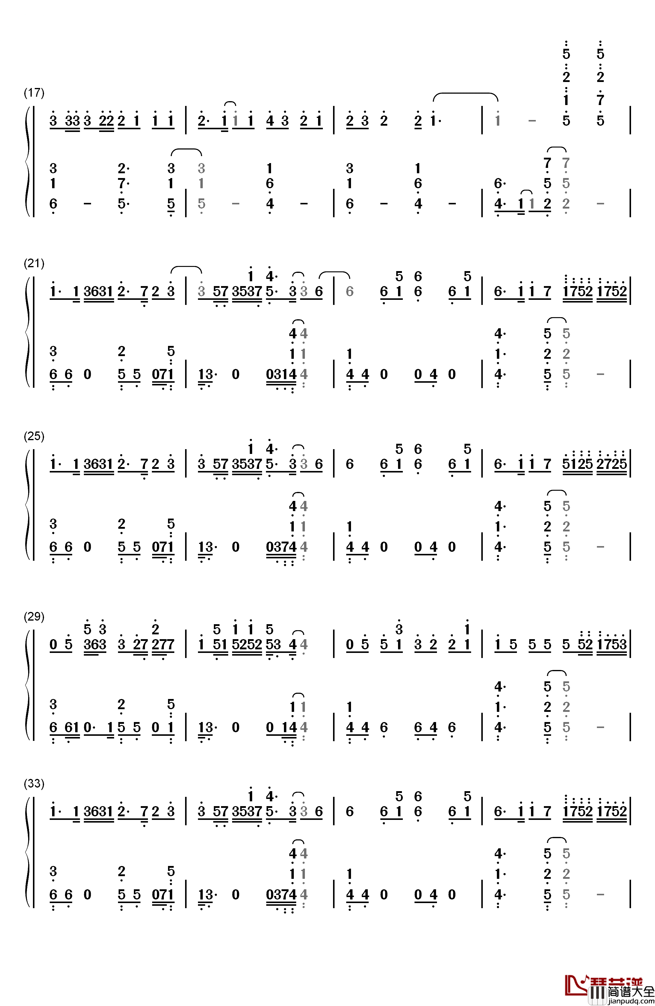 One_Last_Time钢琴简谱_数字双手_Ariana_Grande