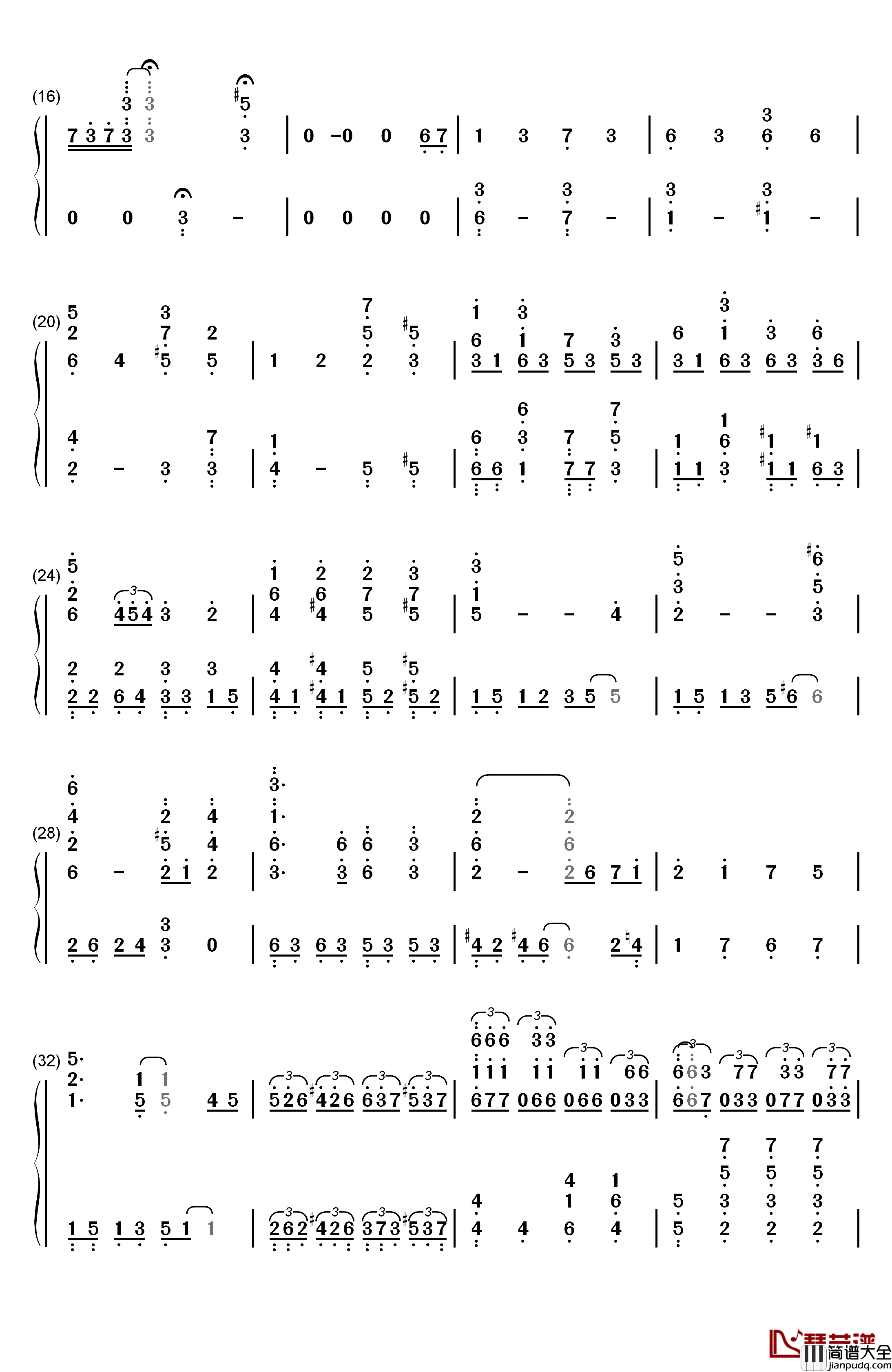 ピアノ协奏曲第1番“蝎火”_钢琴简谱_数字双手_wac