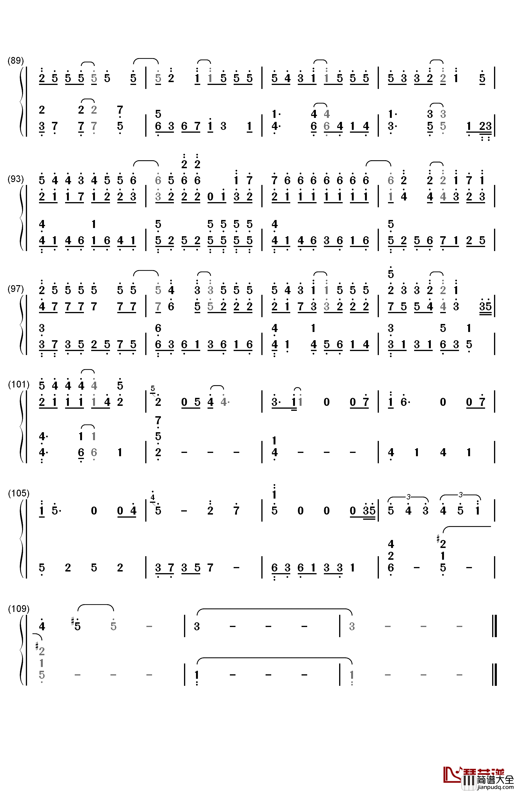 爱情怎么喊停钢琴简谱_数字双手_曾沛慈