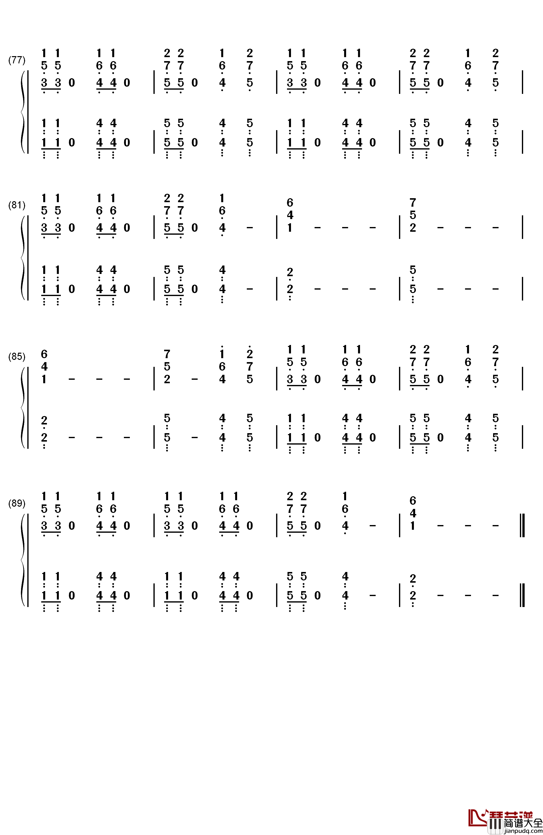 Here_I_Go_Again钢琴简谱_数字双手_Whitesnake