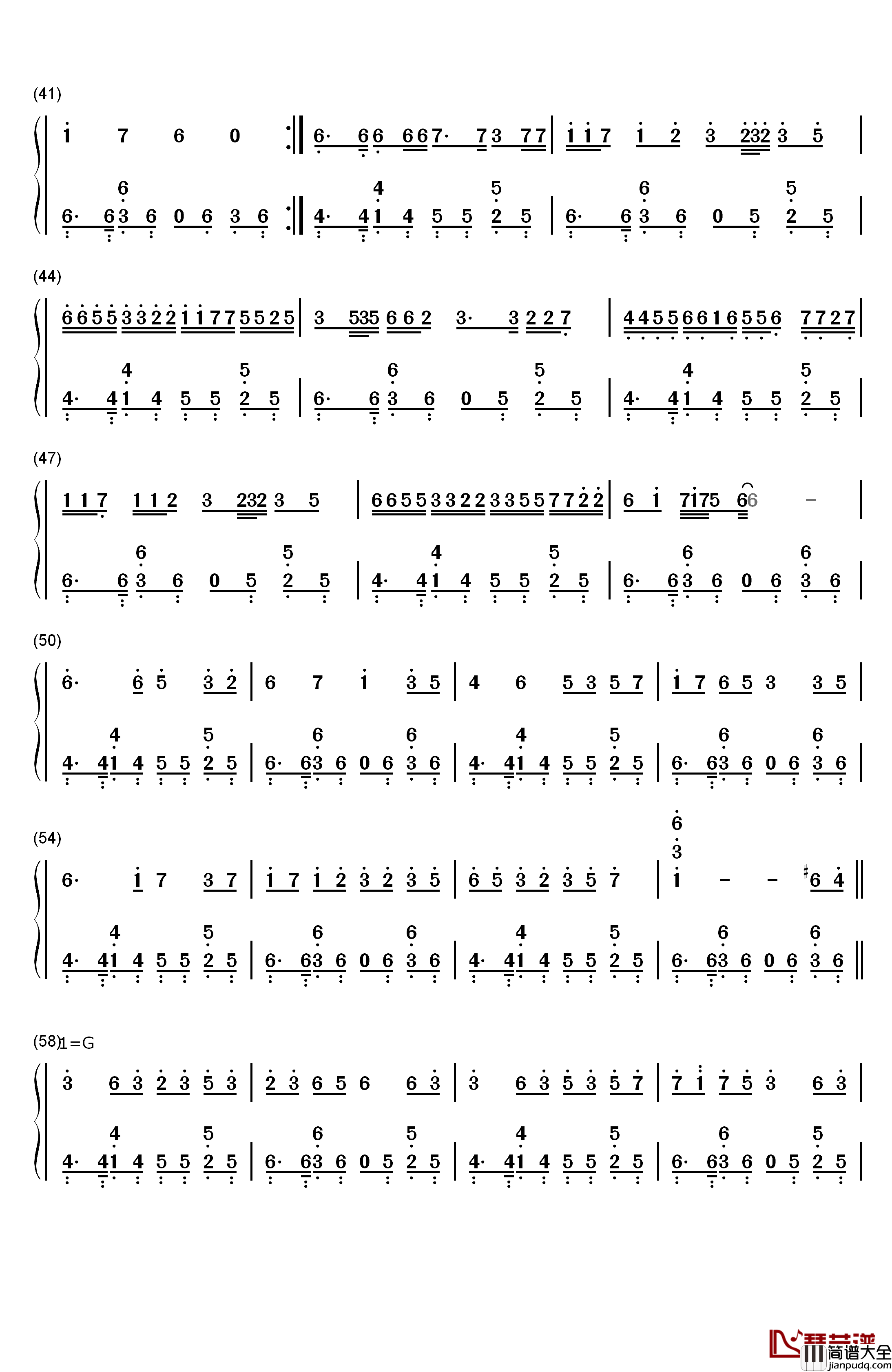 番凩钢琴简谱_数字双手_MEIKO&KAITO