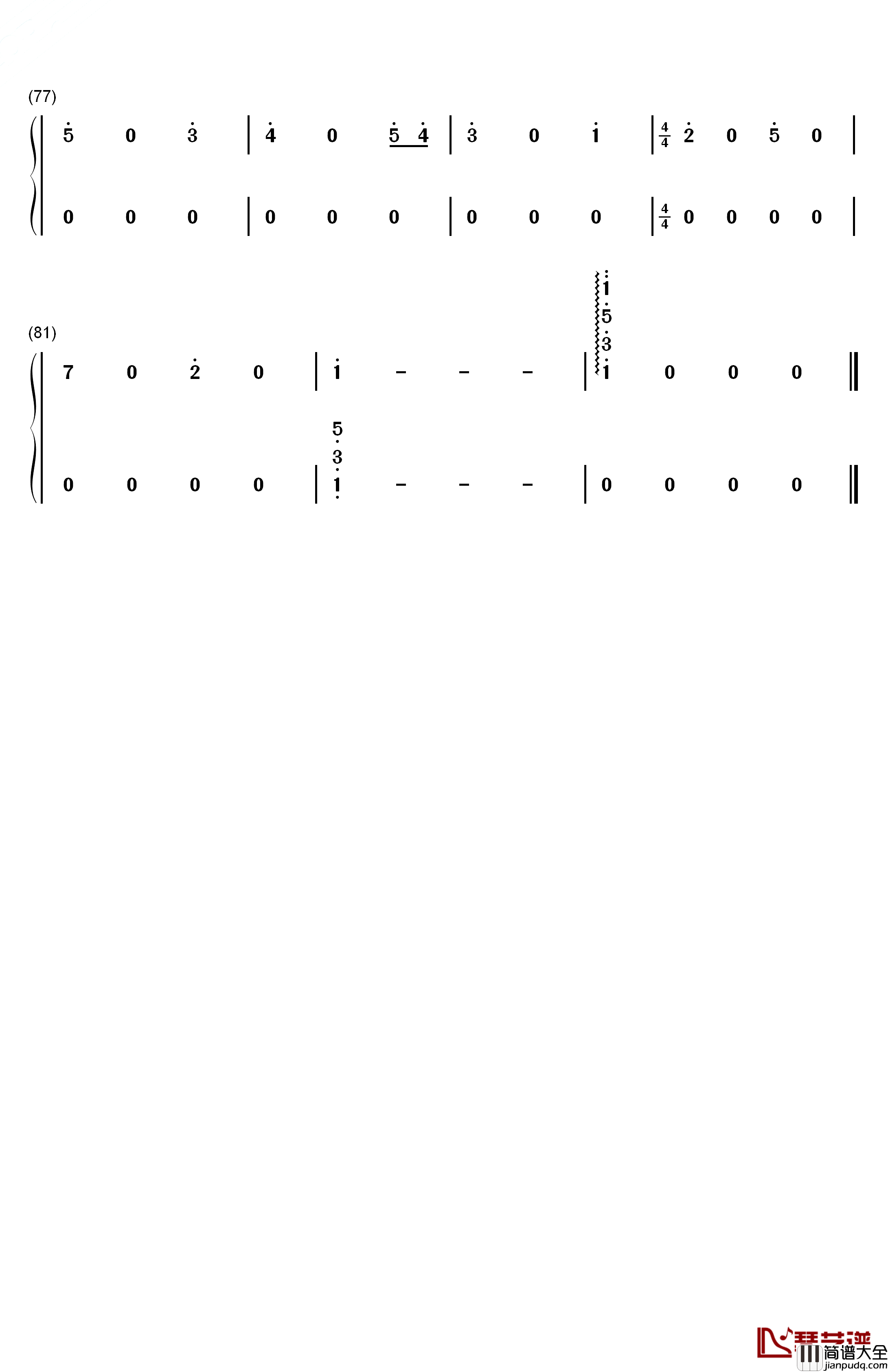当琪琪笑起来的时候钢琴简谱_数字双手_Piano_光