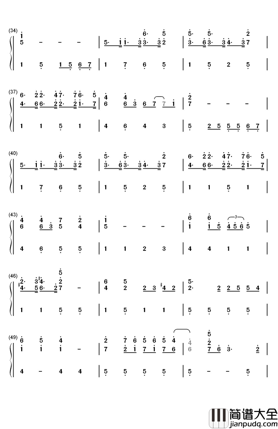哆啦A梦主题曲钢琴简谱_数字双手_大杉久美子