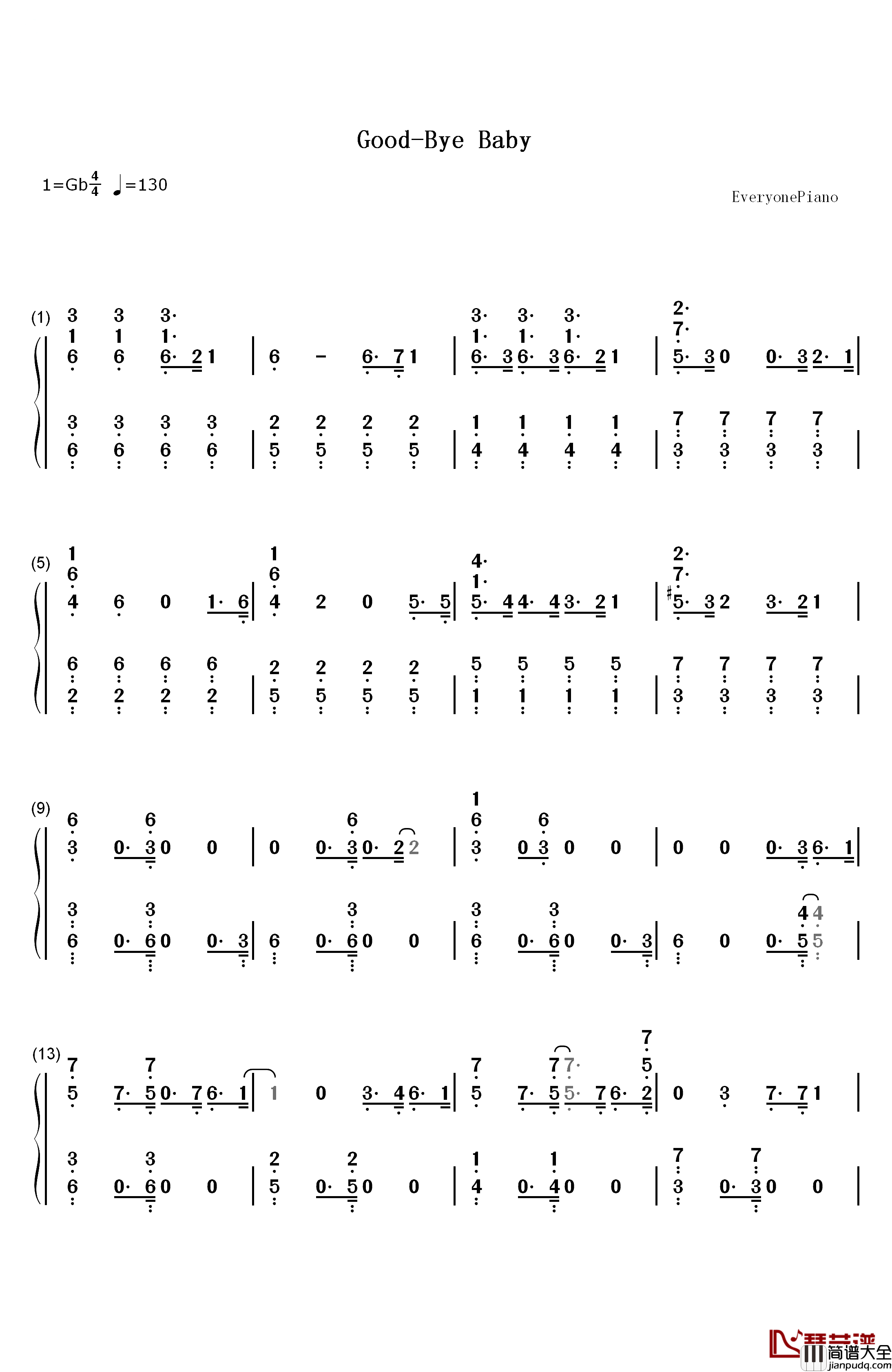 Good钢琴简谱_数字双手_Miss_A