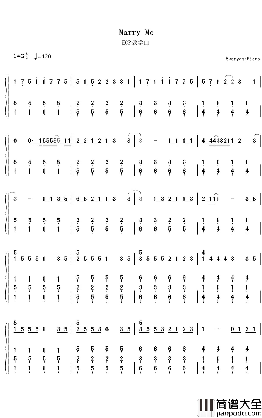 Marry_Me钢琴简谱_数字双手_Jason_Derulo